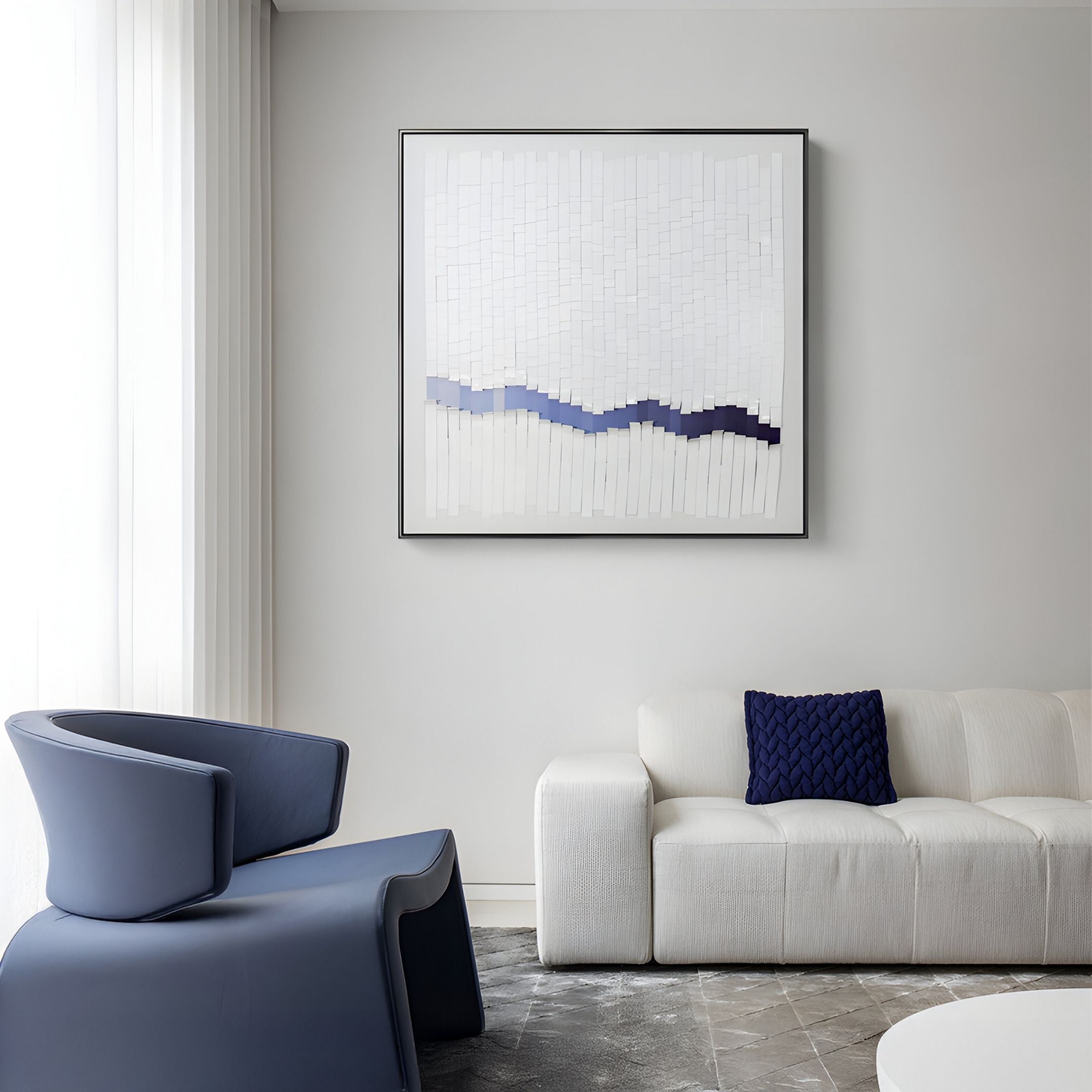 Tressala Indigo Wave Layered Acrylic Square 3D Wall Art