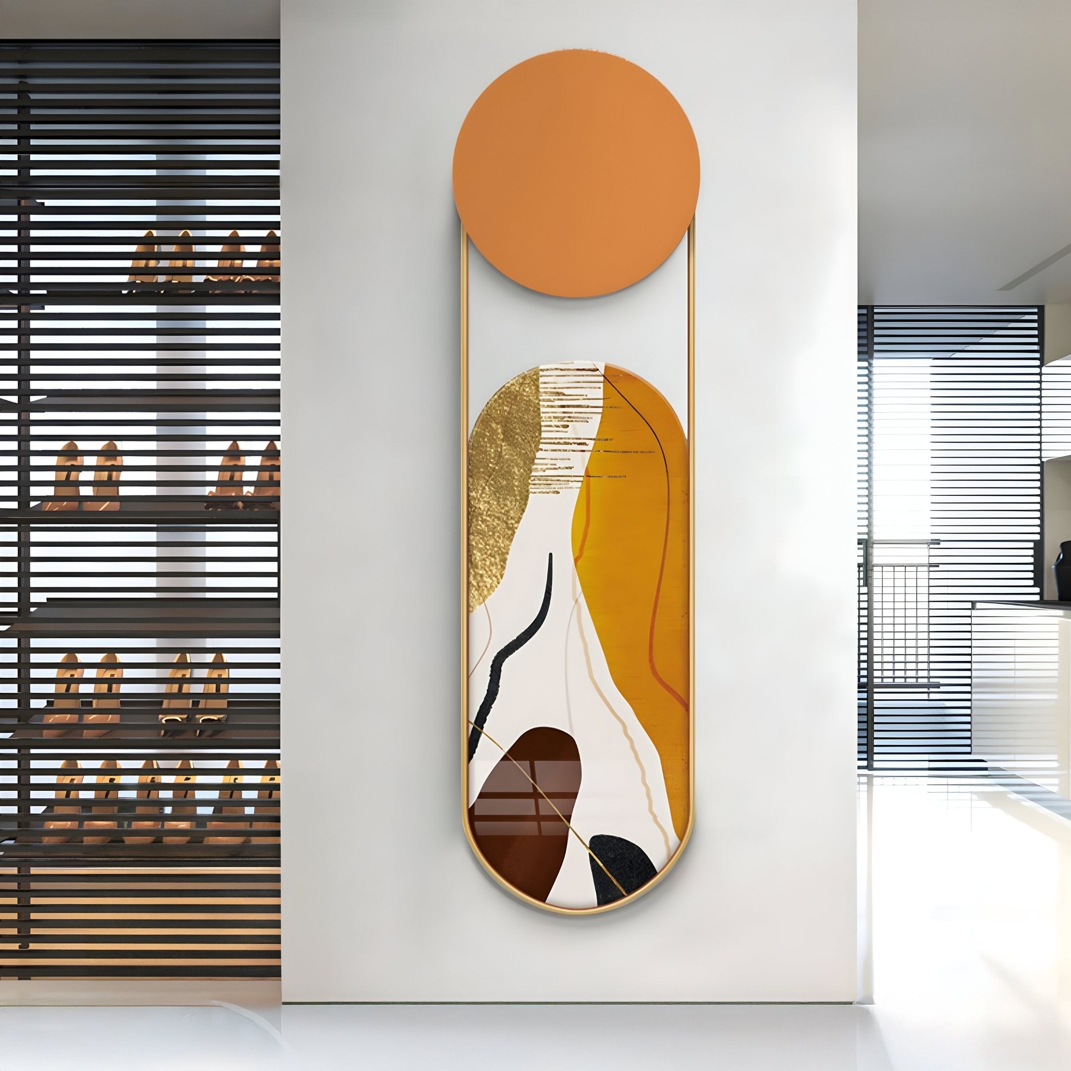 Modvara Burnt Orange Fusion Acrylic & Leather Wall Art