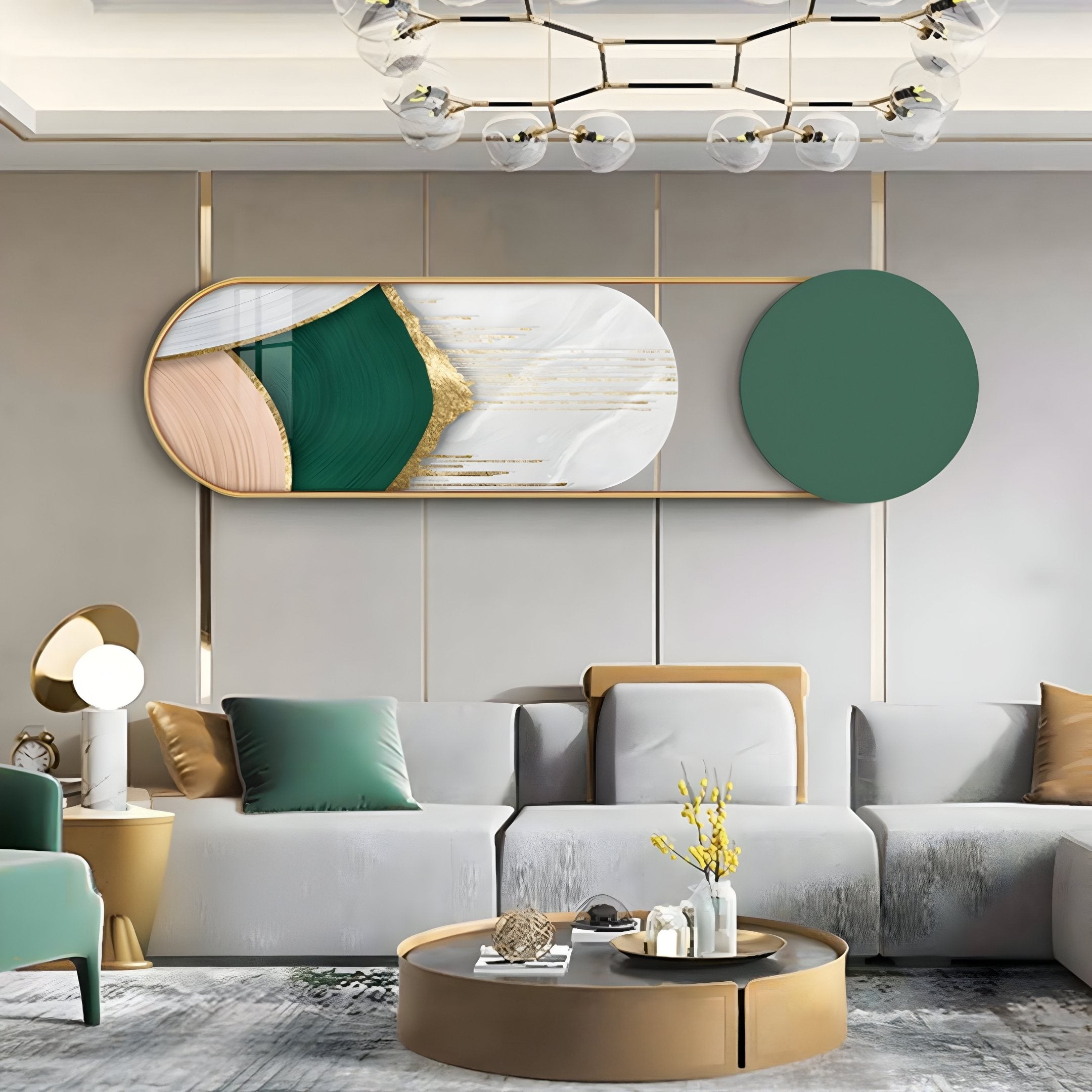 Modvara Marble Green Fusion Acrylic & Leather Wall Art