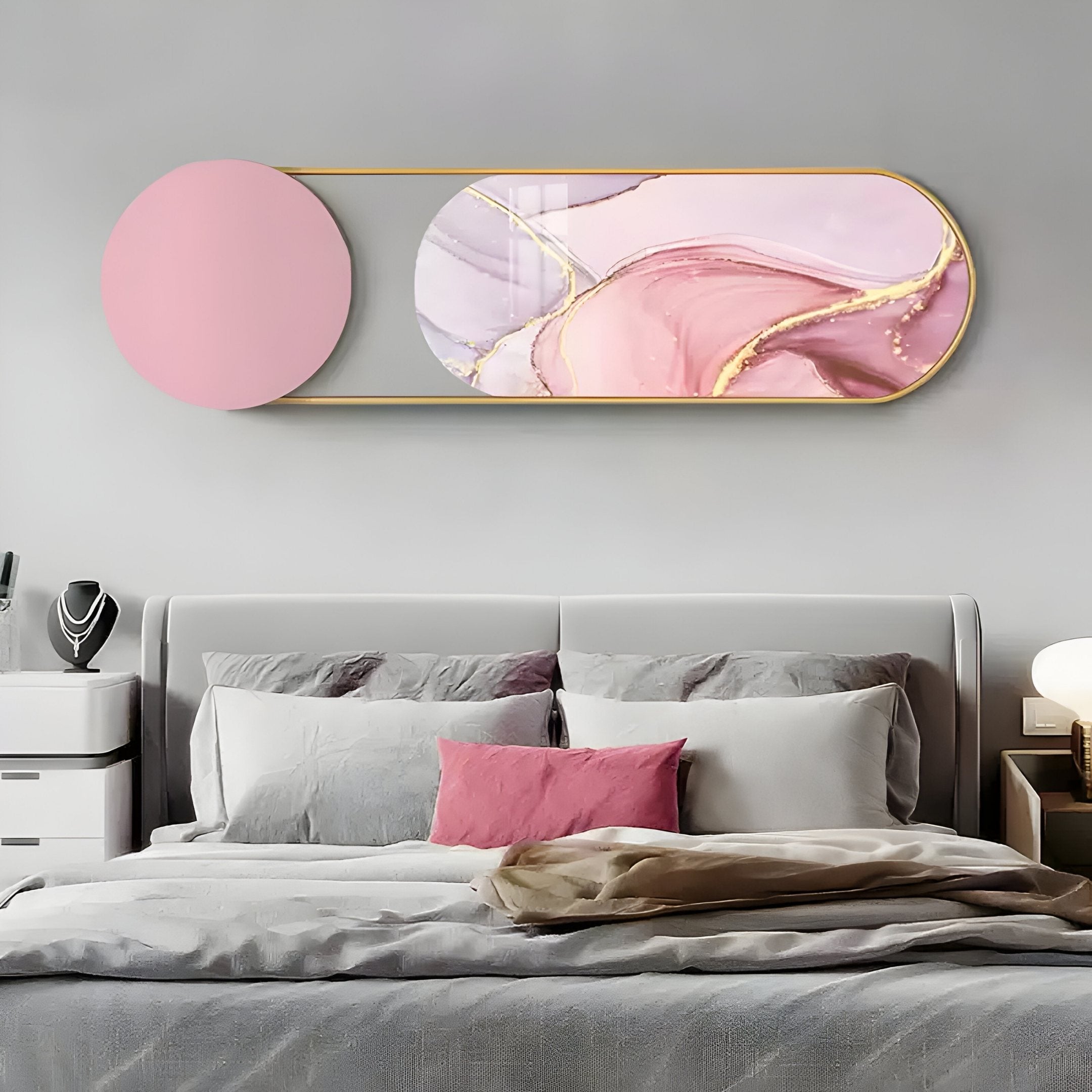 Modvara Blush Pink Fusion Acrylic & Leather Wall Art