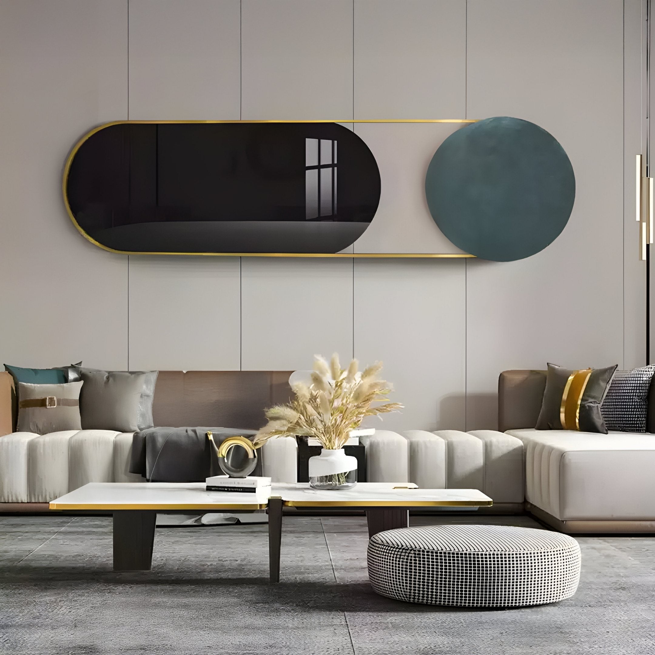 Modvara Charcoal Black Fusion Acrylic & Leather Wall Art