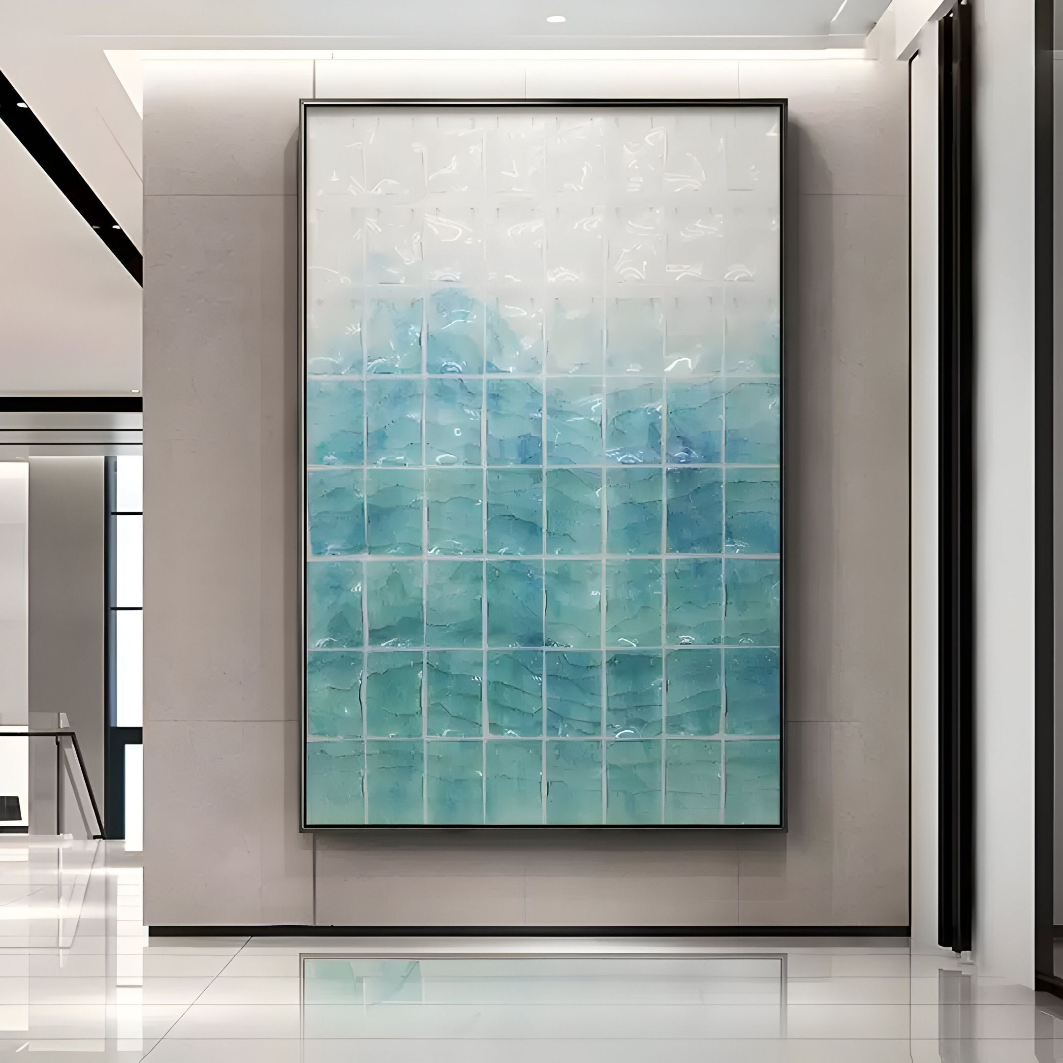 Clarique Aqua Vista Grid Acrylic 3D Wall Art