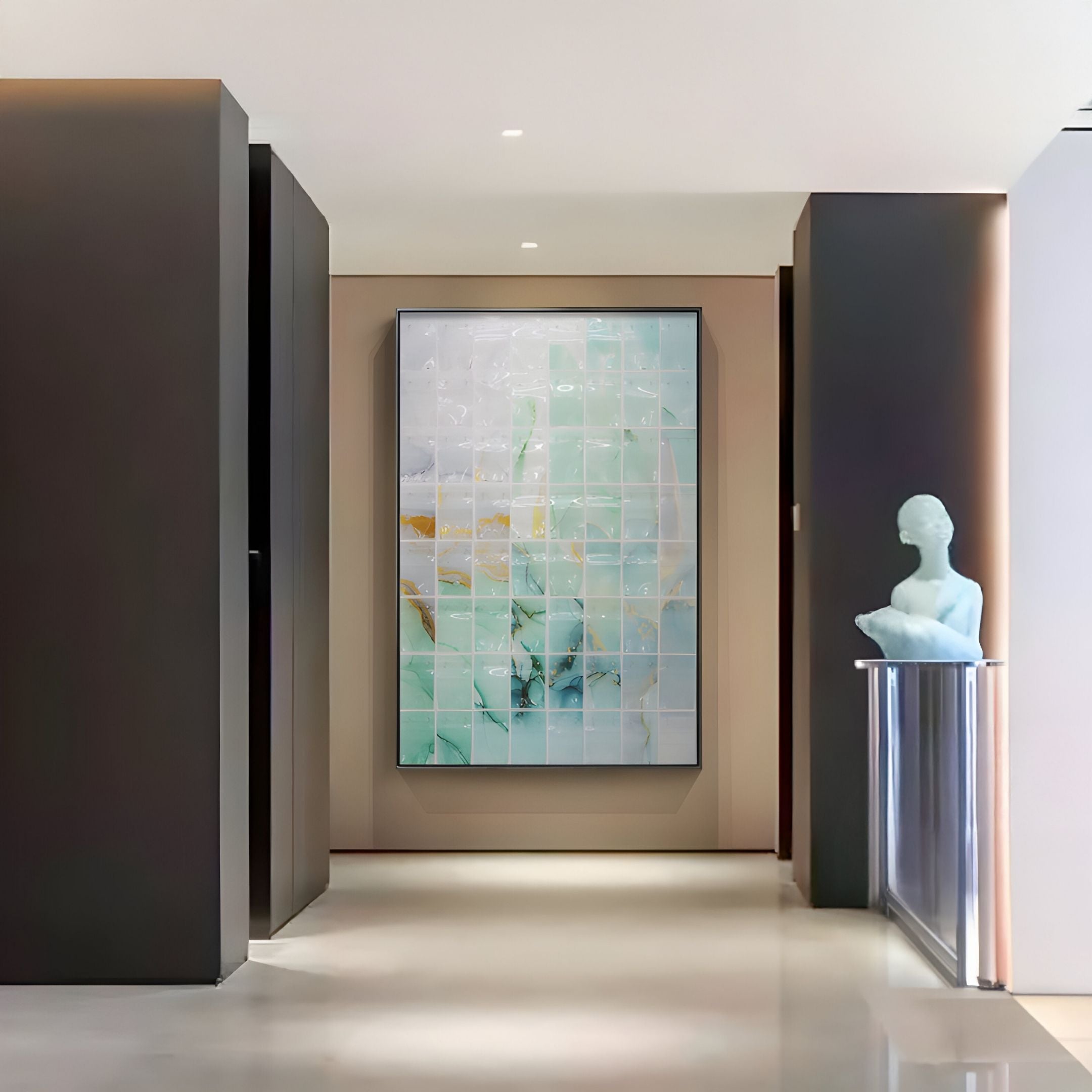 Clarique Green & Amber Vein Grid Acrylic 3D Wall Art