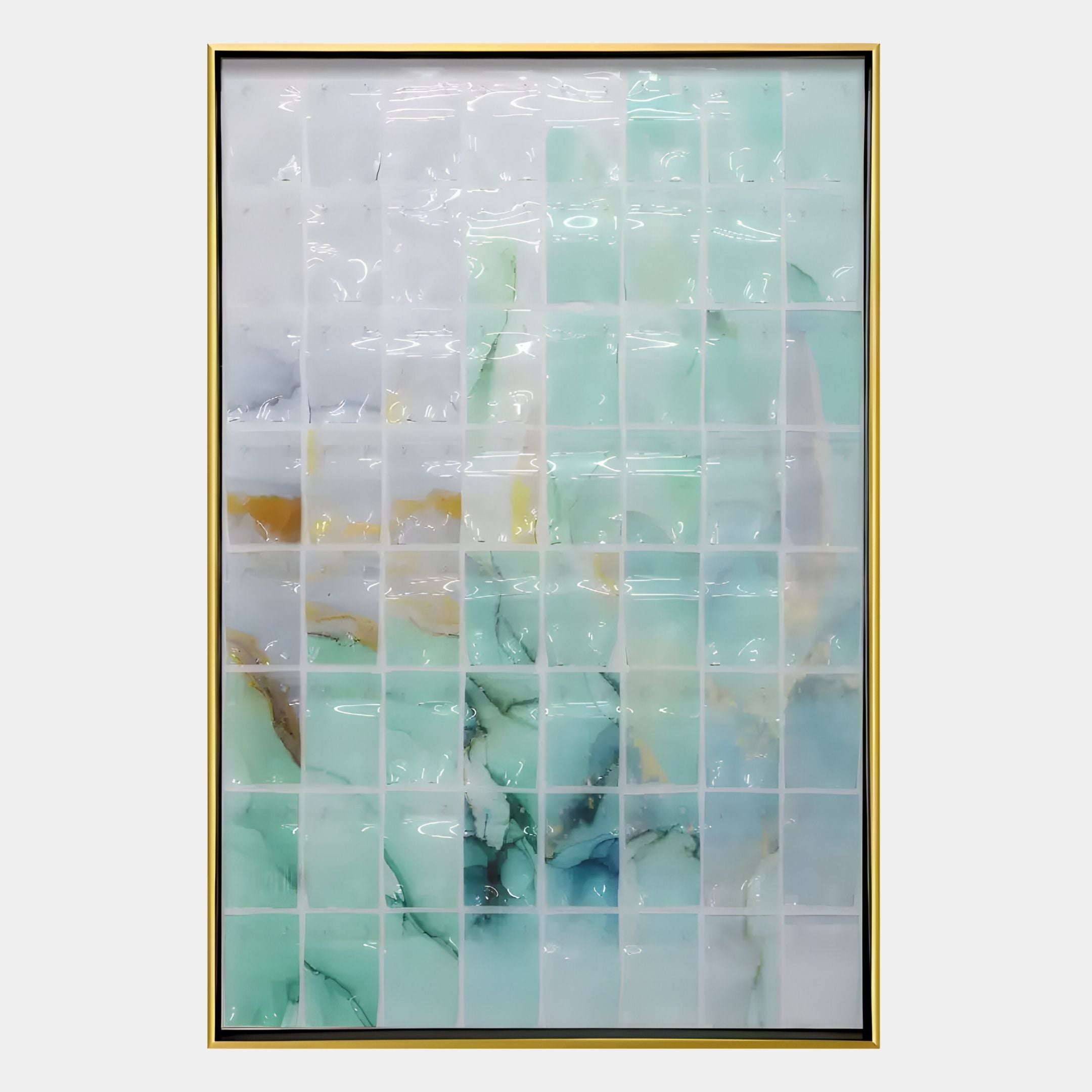 Clarique Green & Amber Vein Grid Acrylic 3D Wall Art