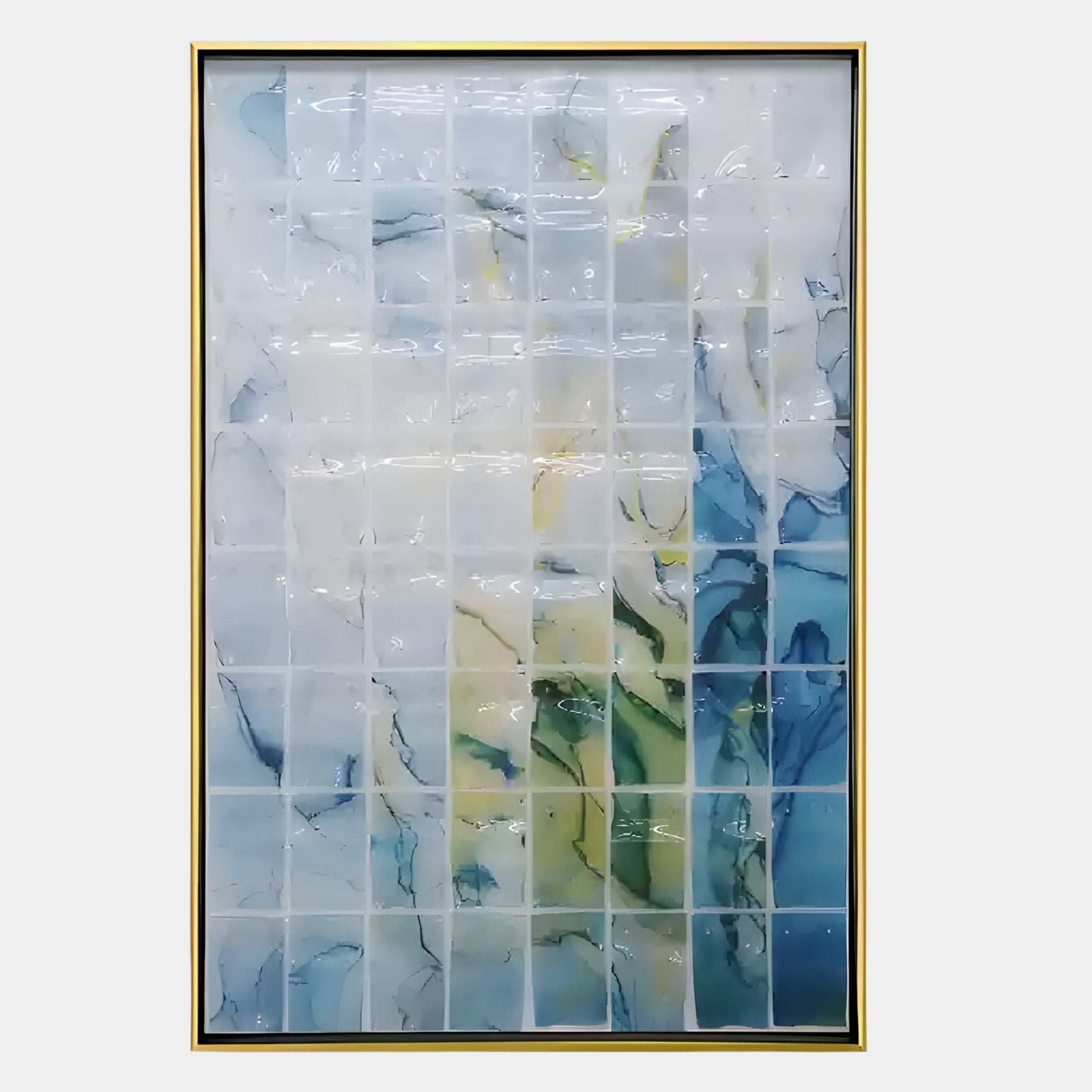 Clarique Blue & Citrus Vein Grid Acrylic 3D Wall Art