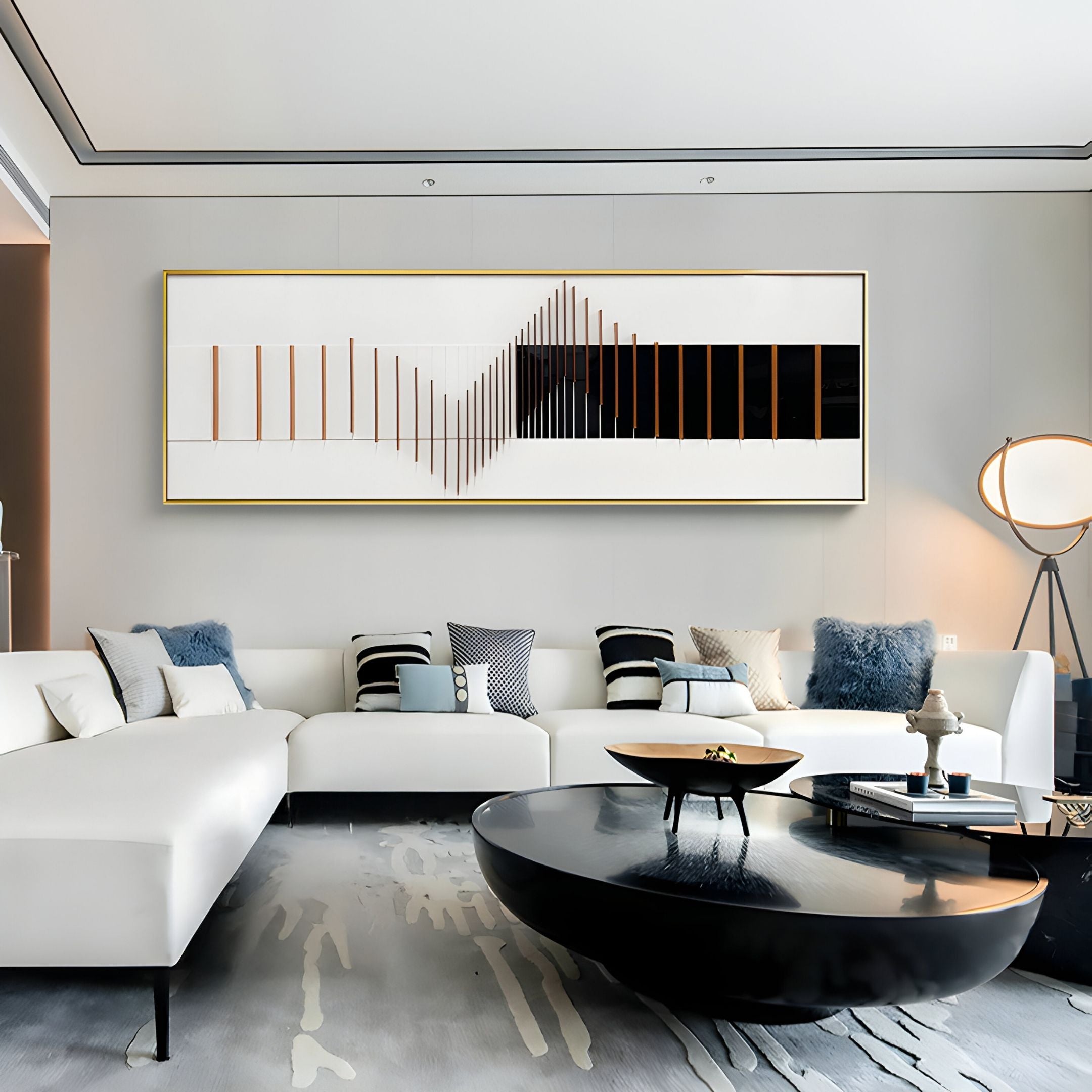 Oscavue II White & Black Ripple Acrylic 3D Wall Art