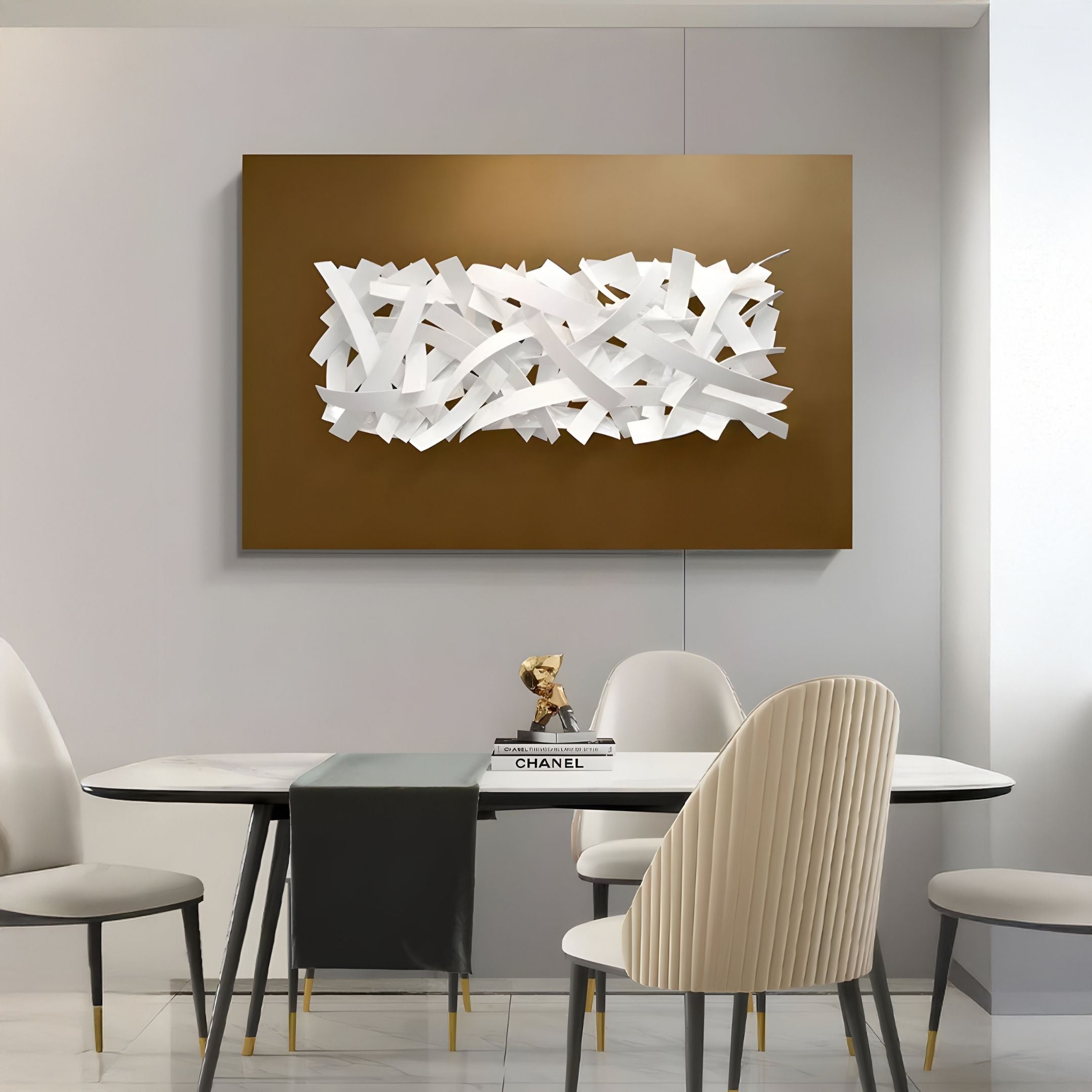 Stravira Copper I Sculptural White Metal 3D Wall Art