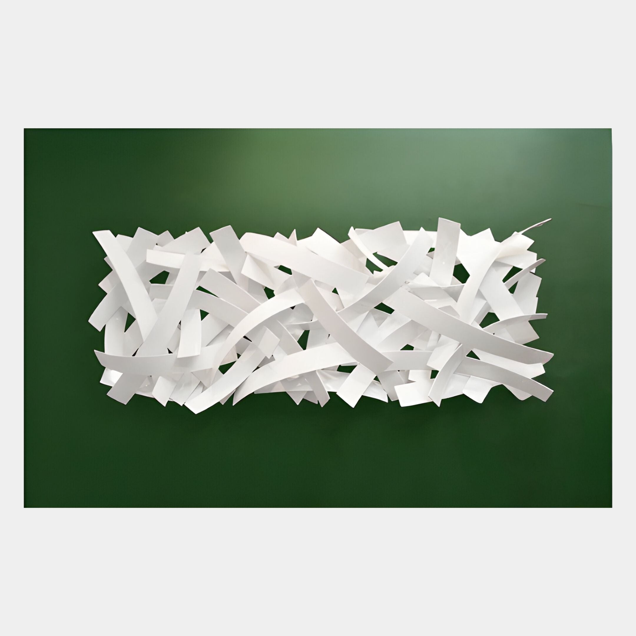 Stravira Green I Sculptural White Metal 3D Wall Art