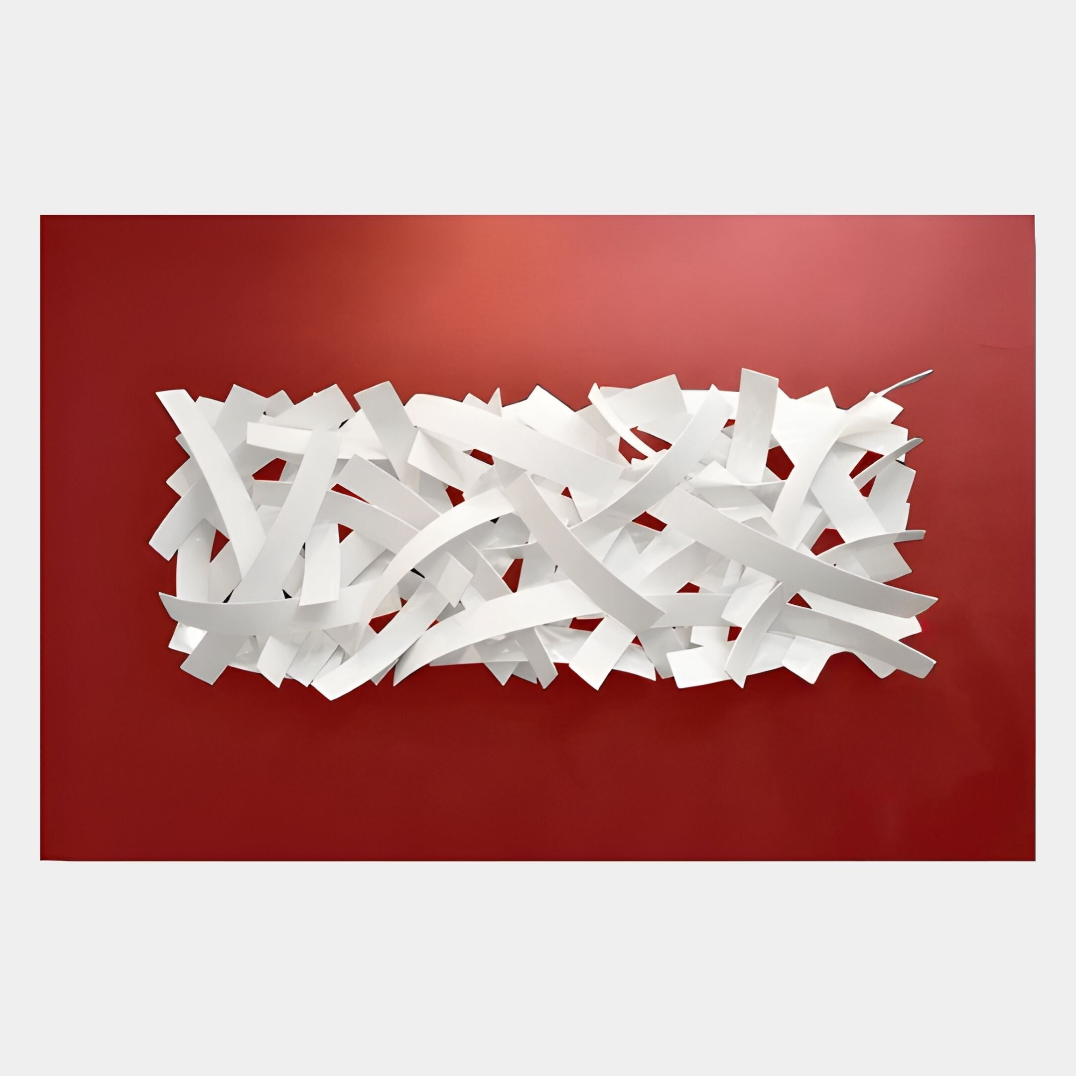 Stravira Red & Sculptural White Metal 3D Wall Art