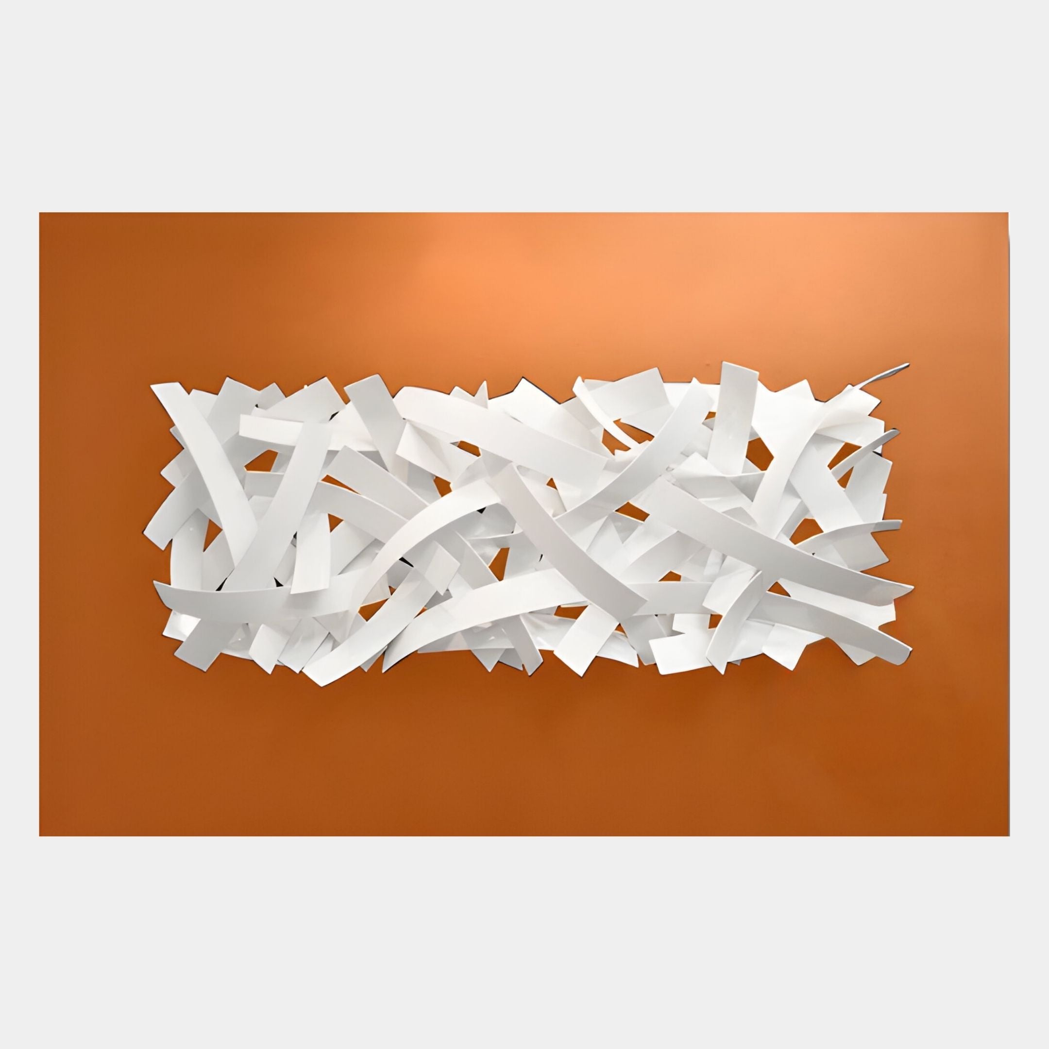 Stravira Orange & Sculptural White Metal 3D Wall Art