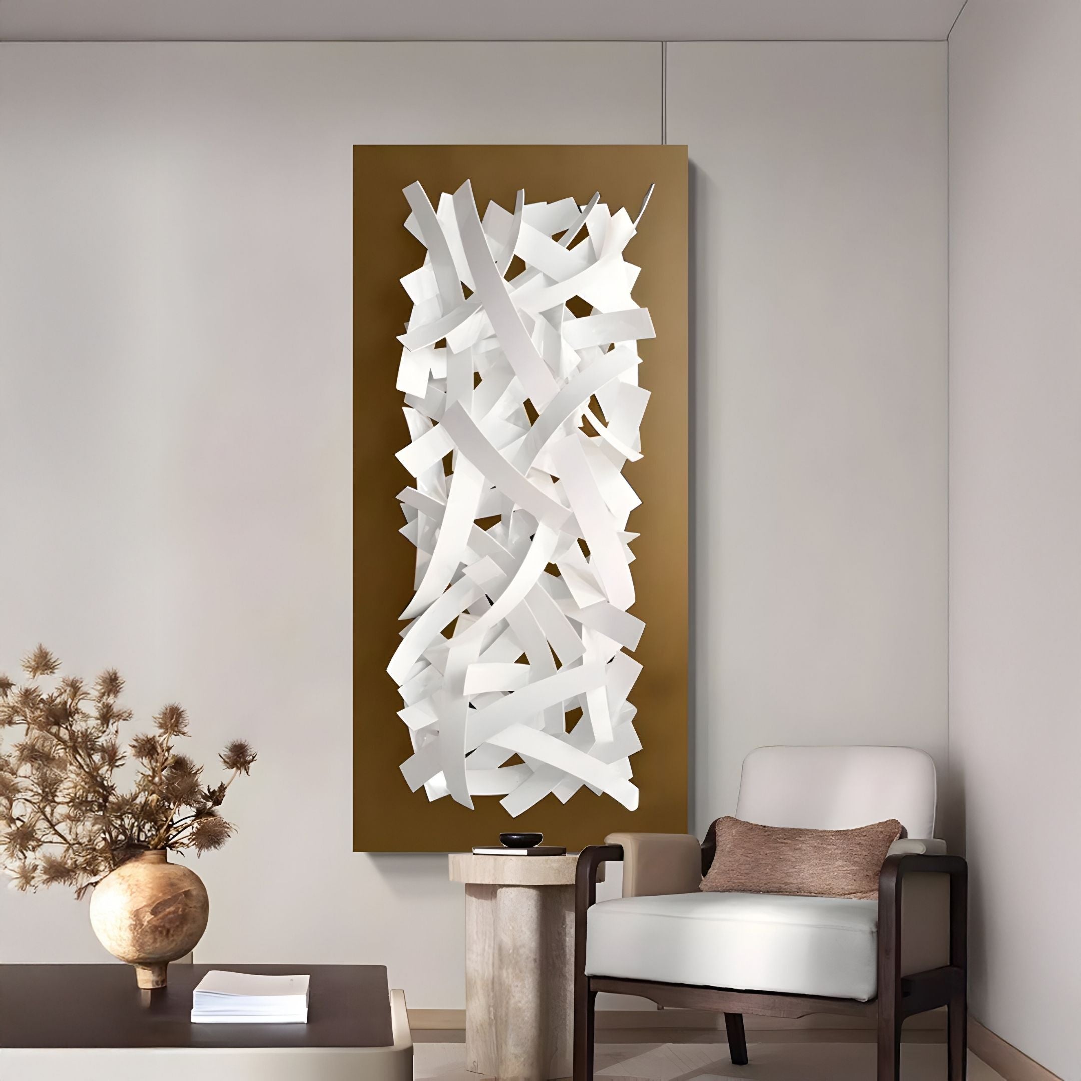 Stravira Copper II Sculptural White Metal 3D Wall Art