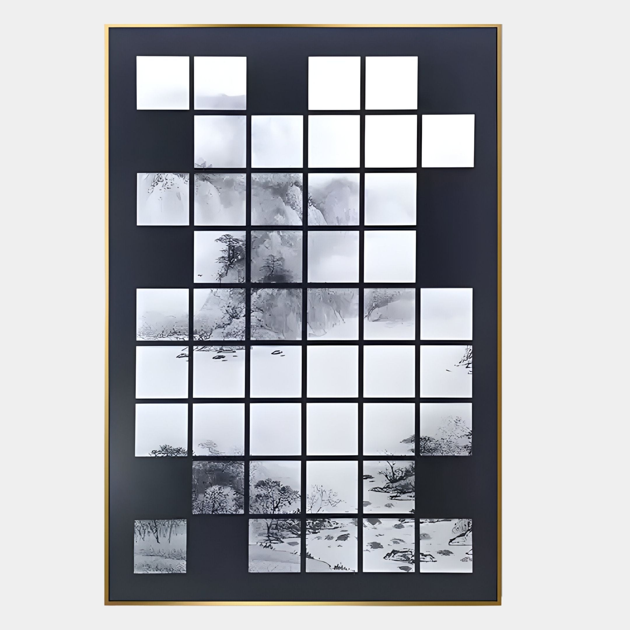 Kanshiro Black Panelled Landscape Acrylic 3D Wall Art