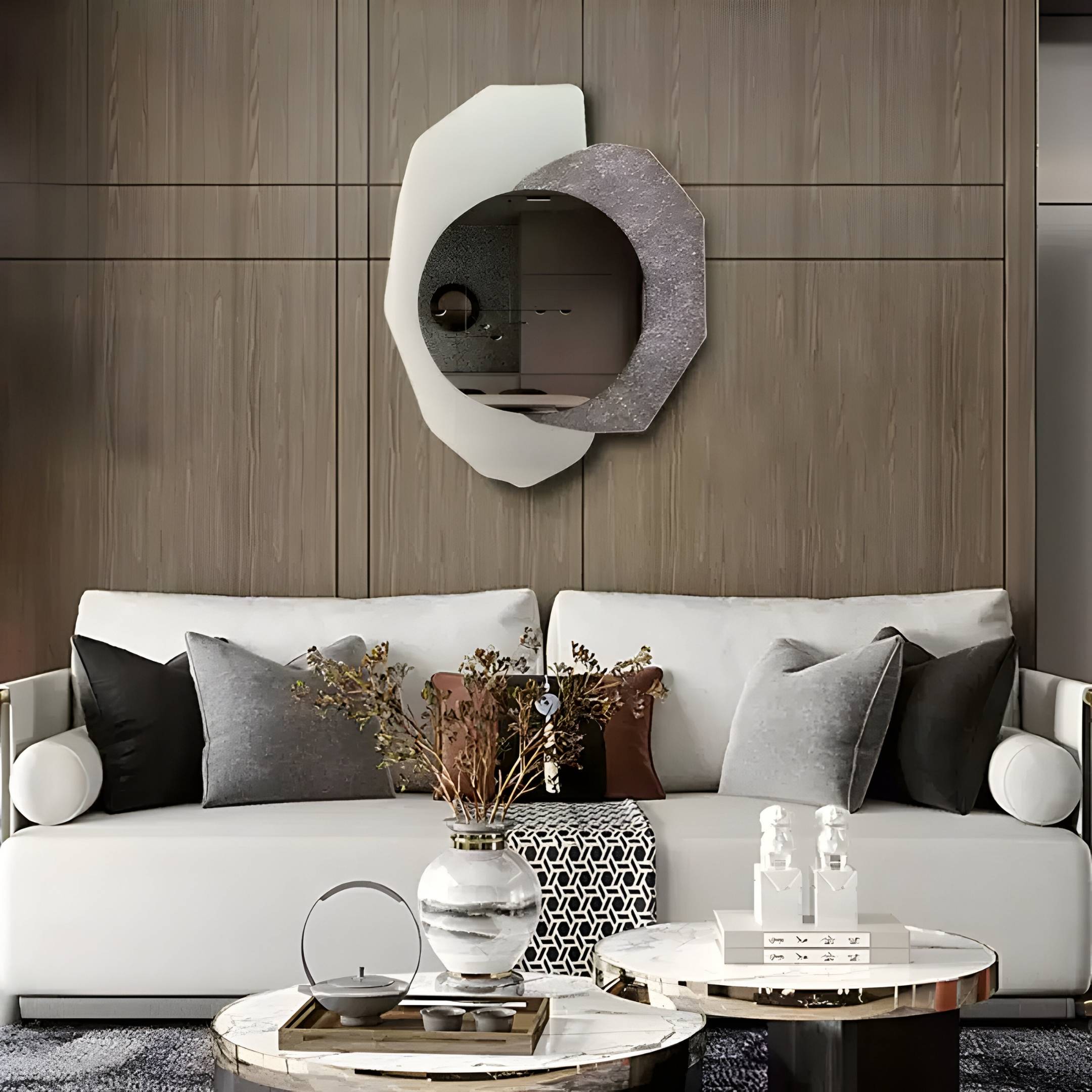 Ravira Mocha & Ice Textured Acrylic Mirror 3D Wall Art
