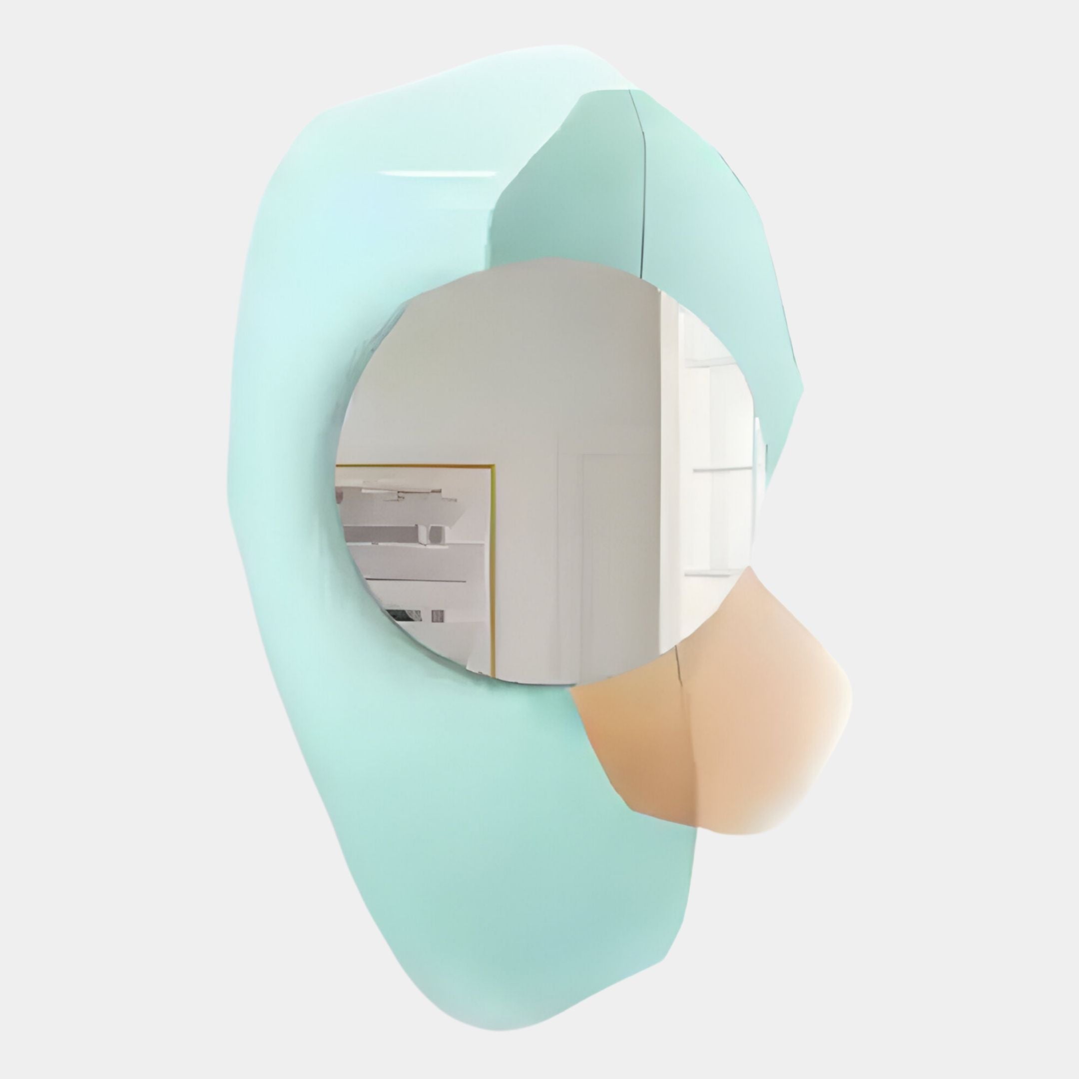 Ravira Aqua & Peach Sculptural Acrylic Mirror 3D Wall Art