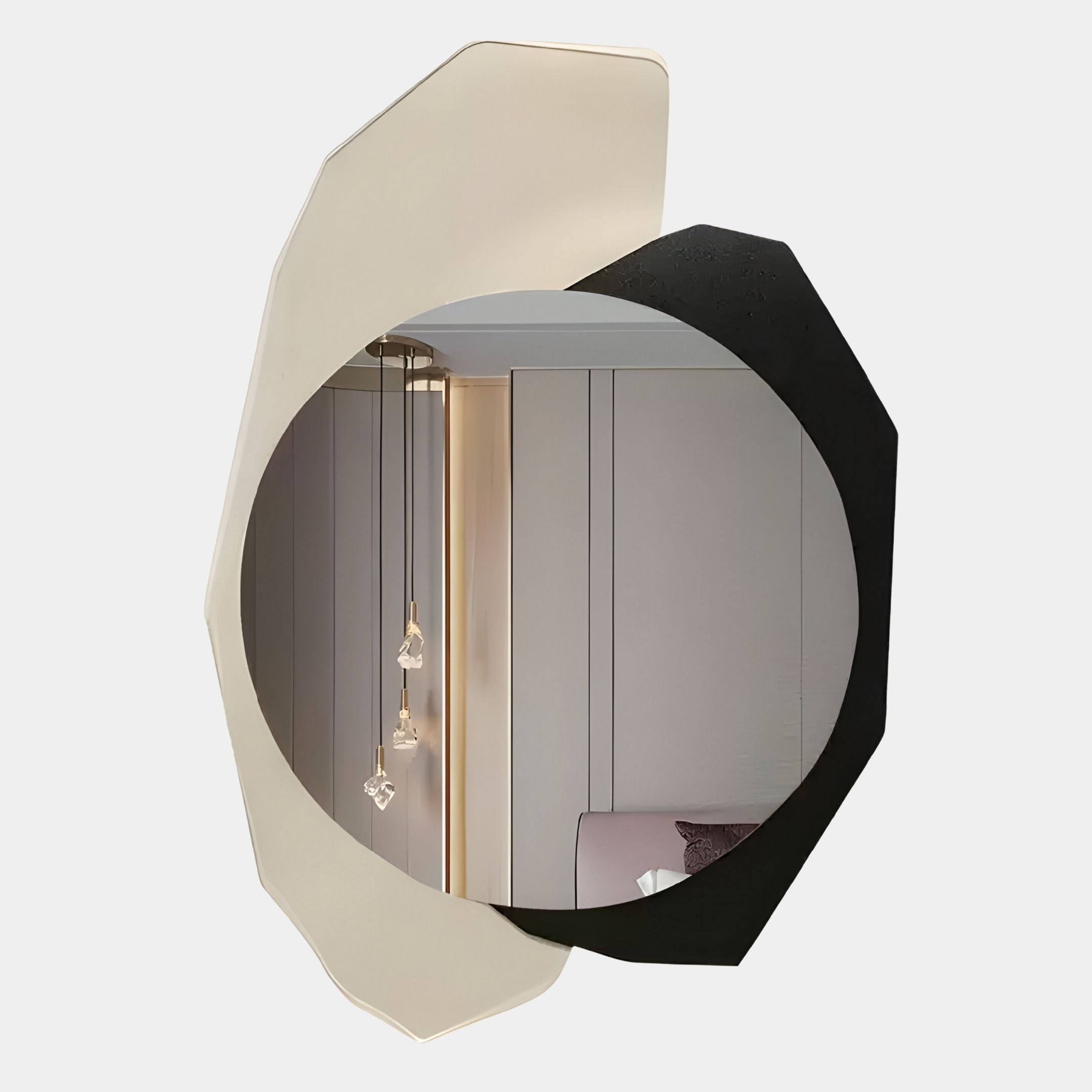 Ravira Ivory & Black Sculptural Acrylic Mirror 3D Wall Art