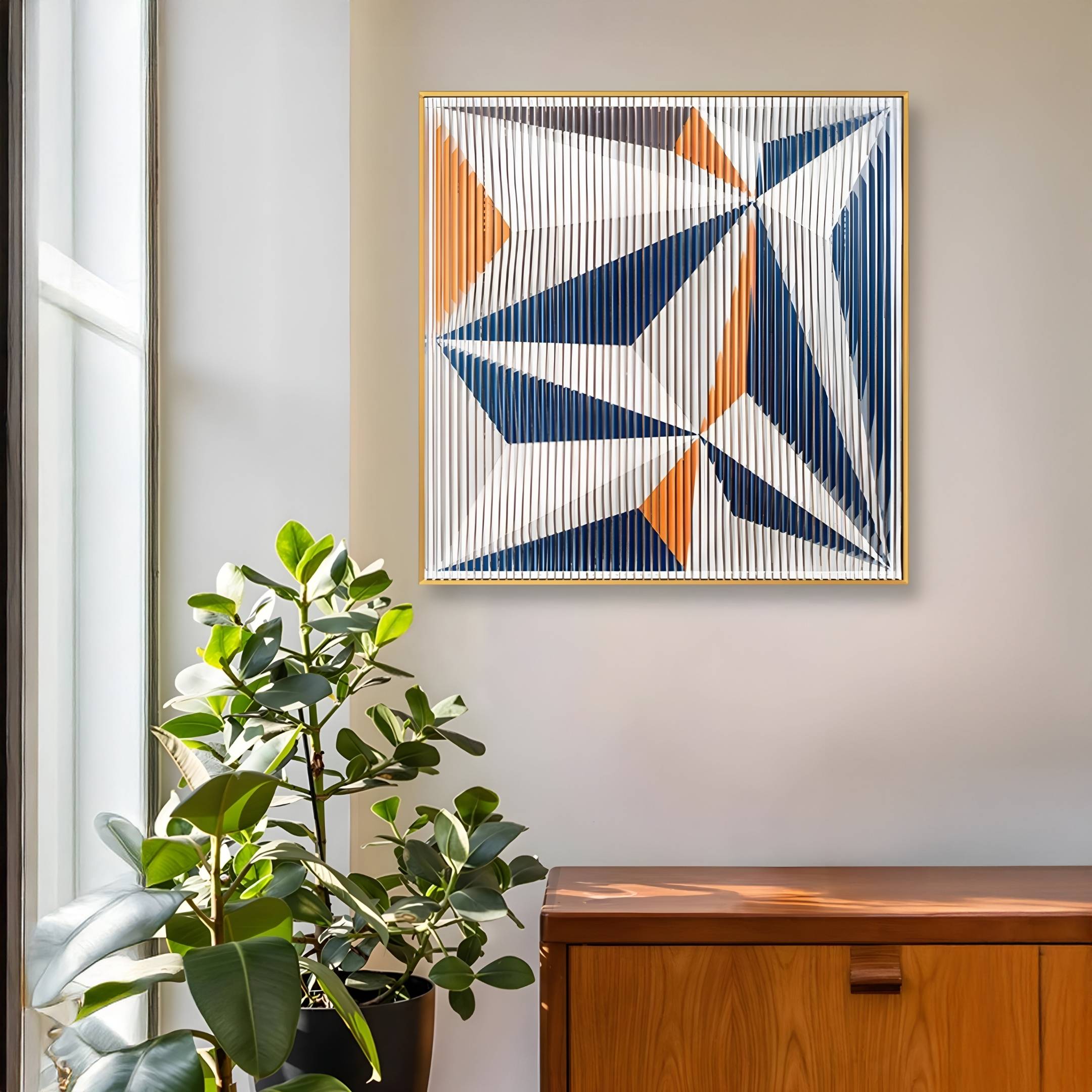 Valtrix Multicolour Geometric Stripe Acrylic 3D Wall Art