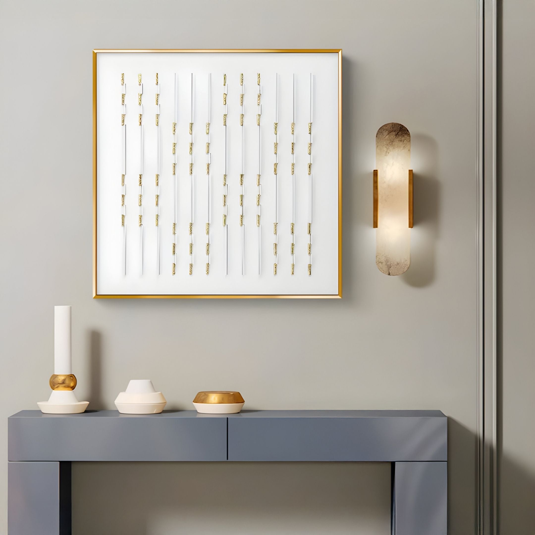 Linquora Vertical Rhythm Gold Foil Acrylic 3D Wall Art