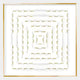 The Linquora Spiral Steps Gold Foil Acrylic 3D Wall Art by Giant Sculptures features a square white panel with concentric gold and green rectangles in a geometric, minimalist design, all framed by a thin gold border for subtle elegance.