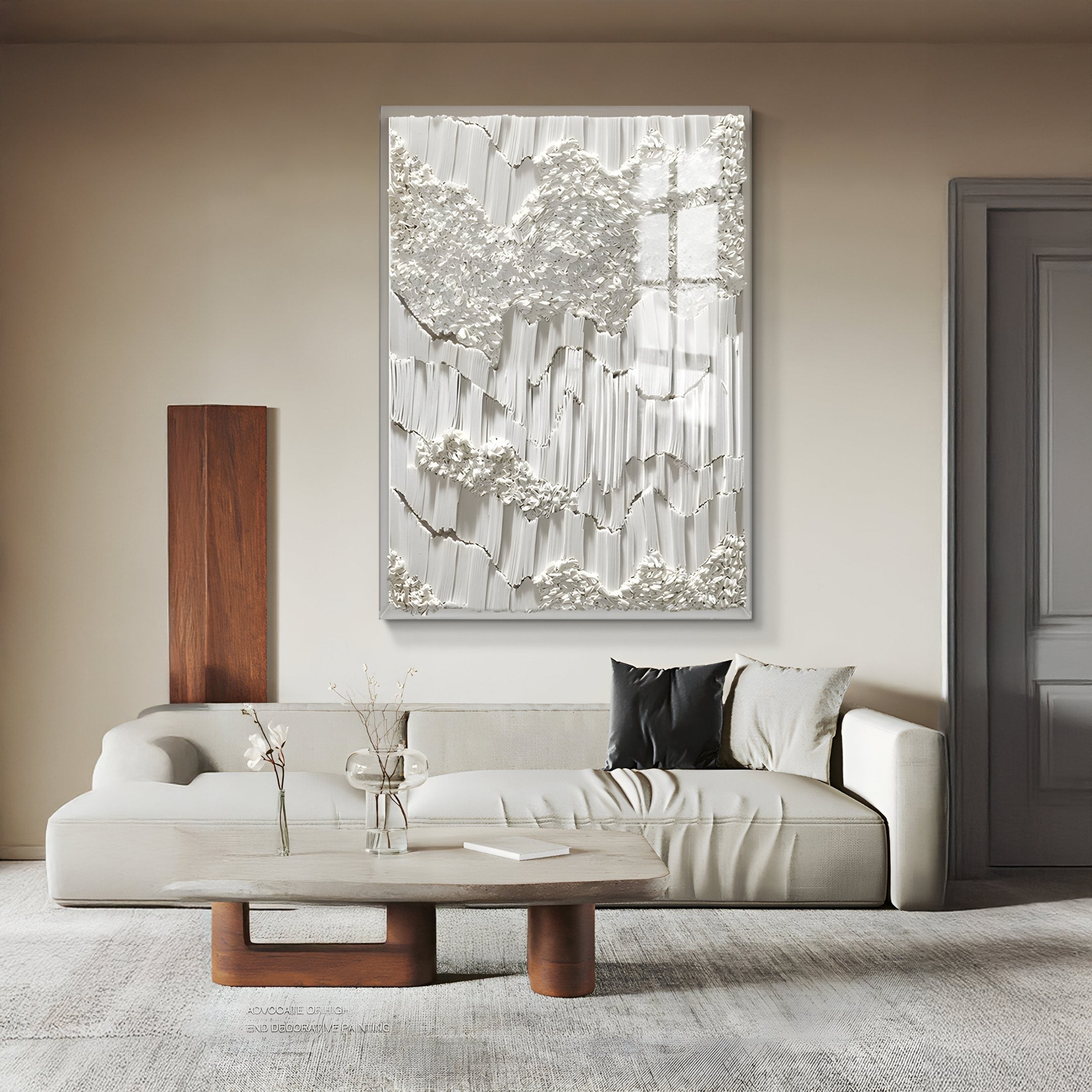 Tessara Ivory Layered Texture Felt 3D Wall Art