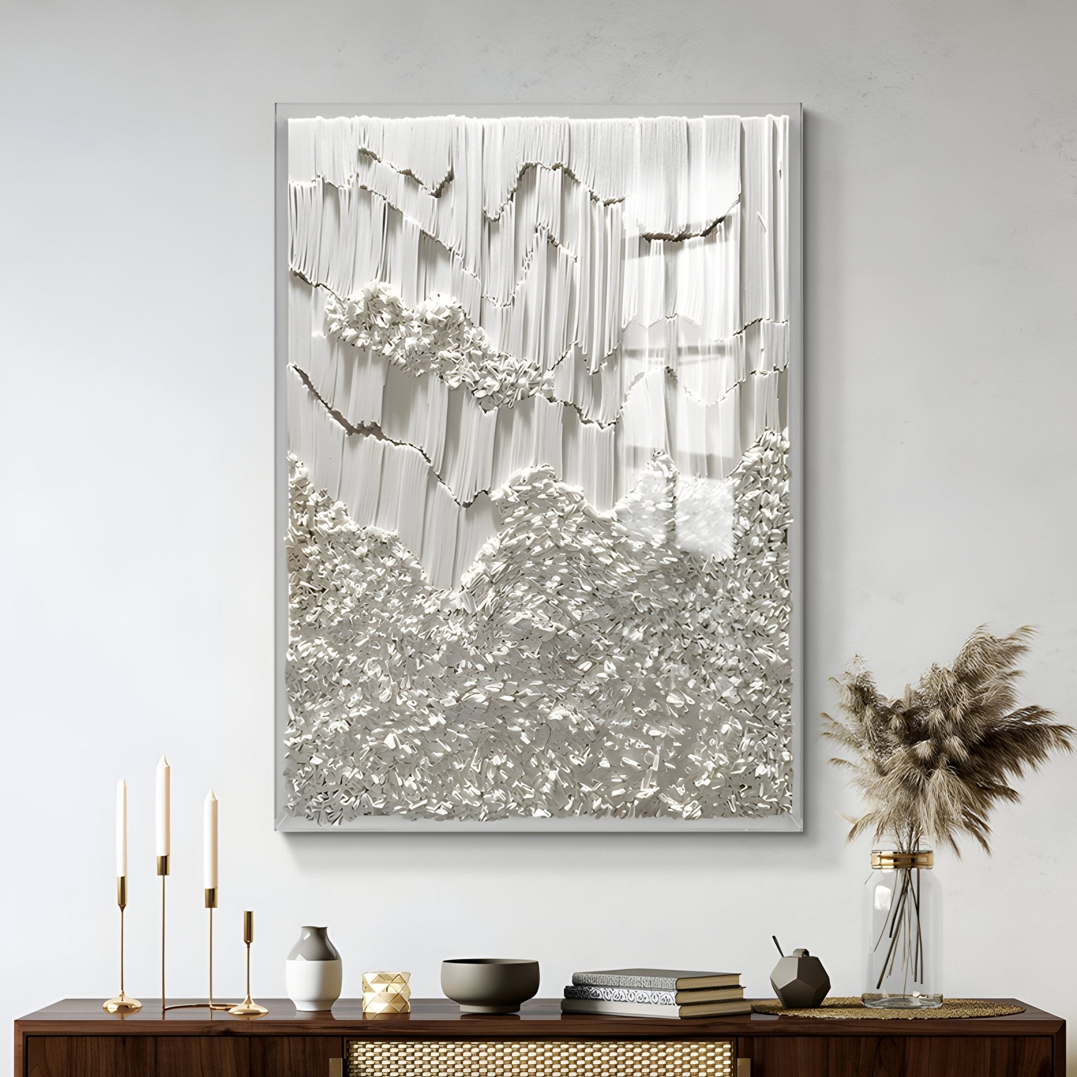 Tessara Ivory Organic Drape Felt 3D Wall Art