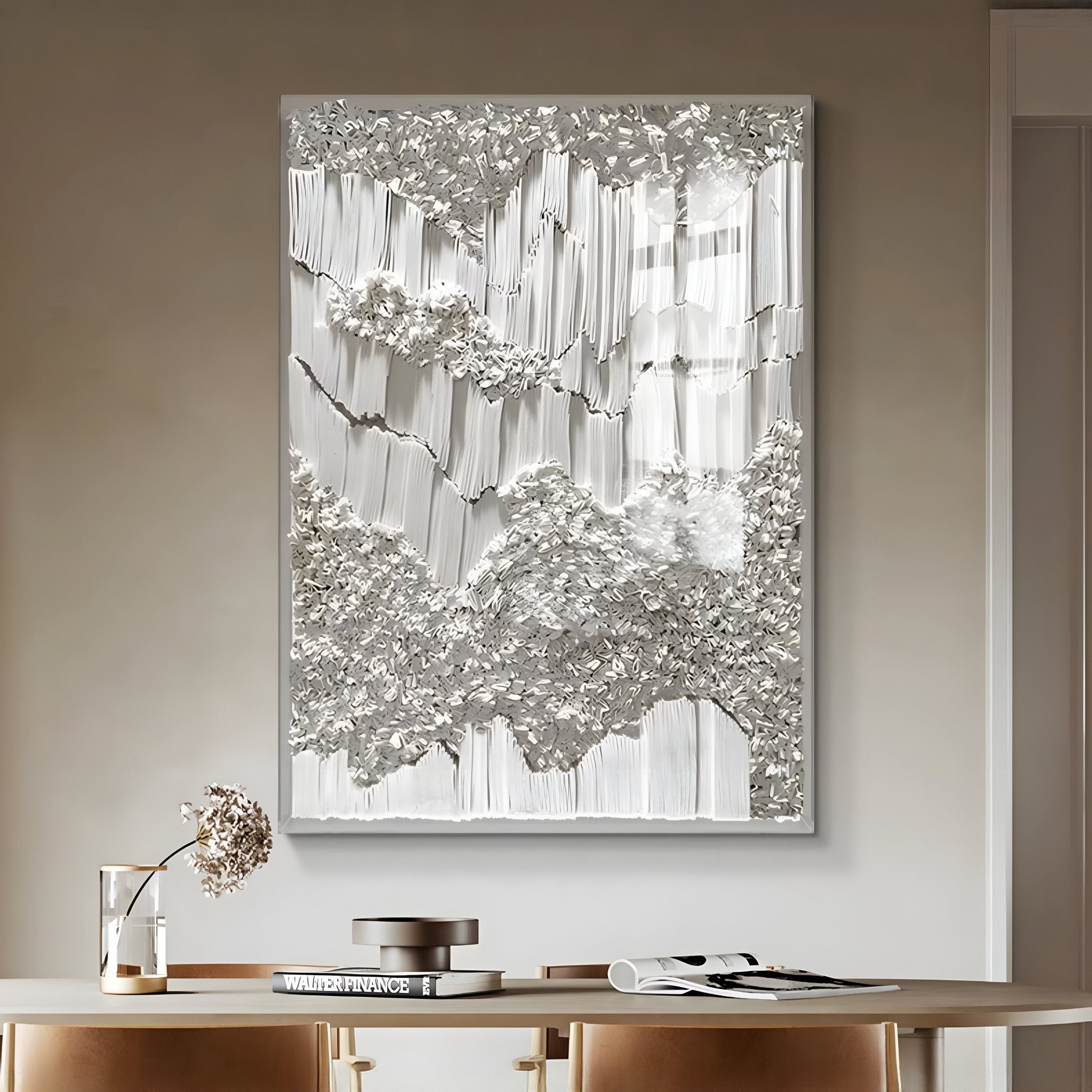 Tessara Ivory Organic Ripple Relief Felt 3D Wall Art
