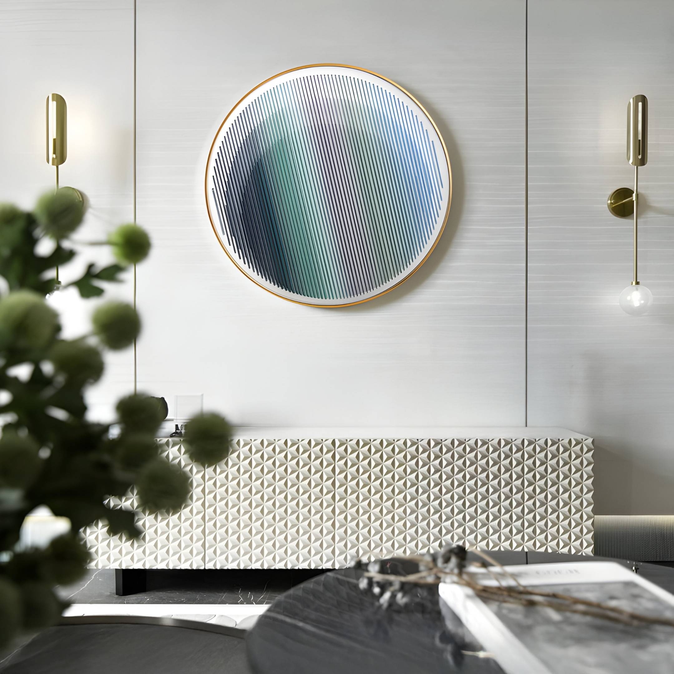 Orbiven Monochrome & Teal Gradient Acrylic 3D Wall Art