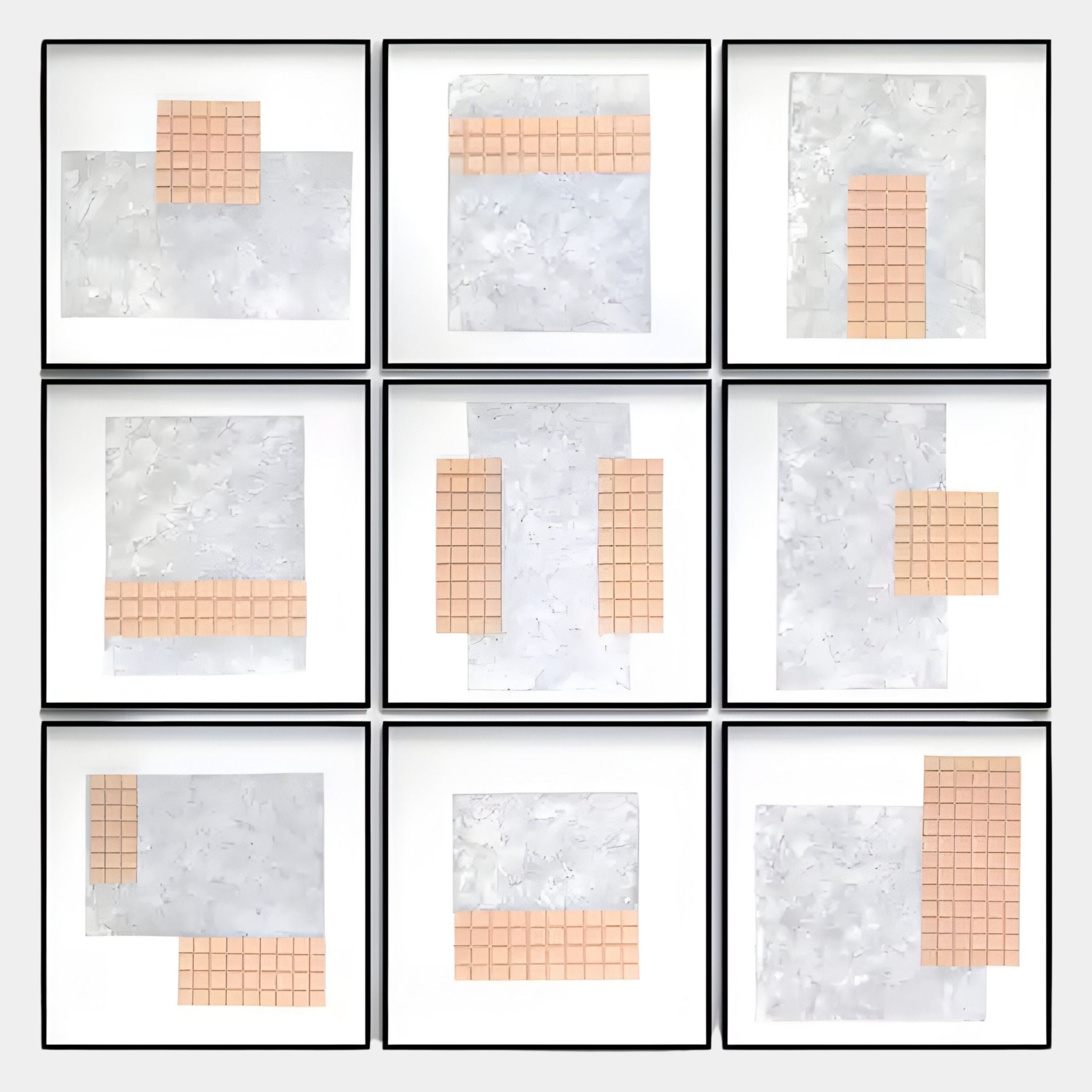 Terracube 9-Set Hand-Painted Framed Acrylic 3D Wall Art