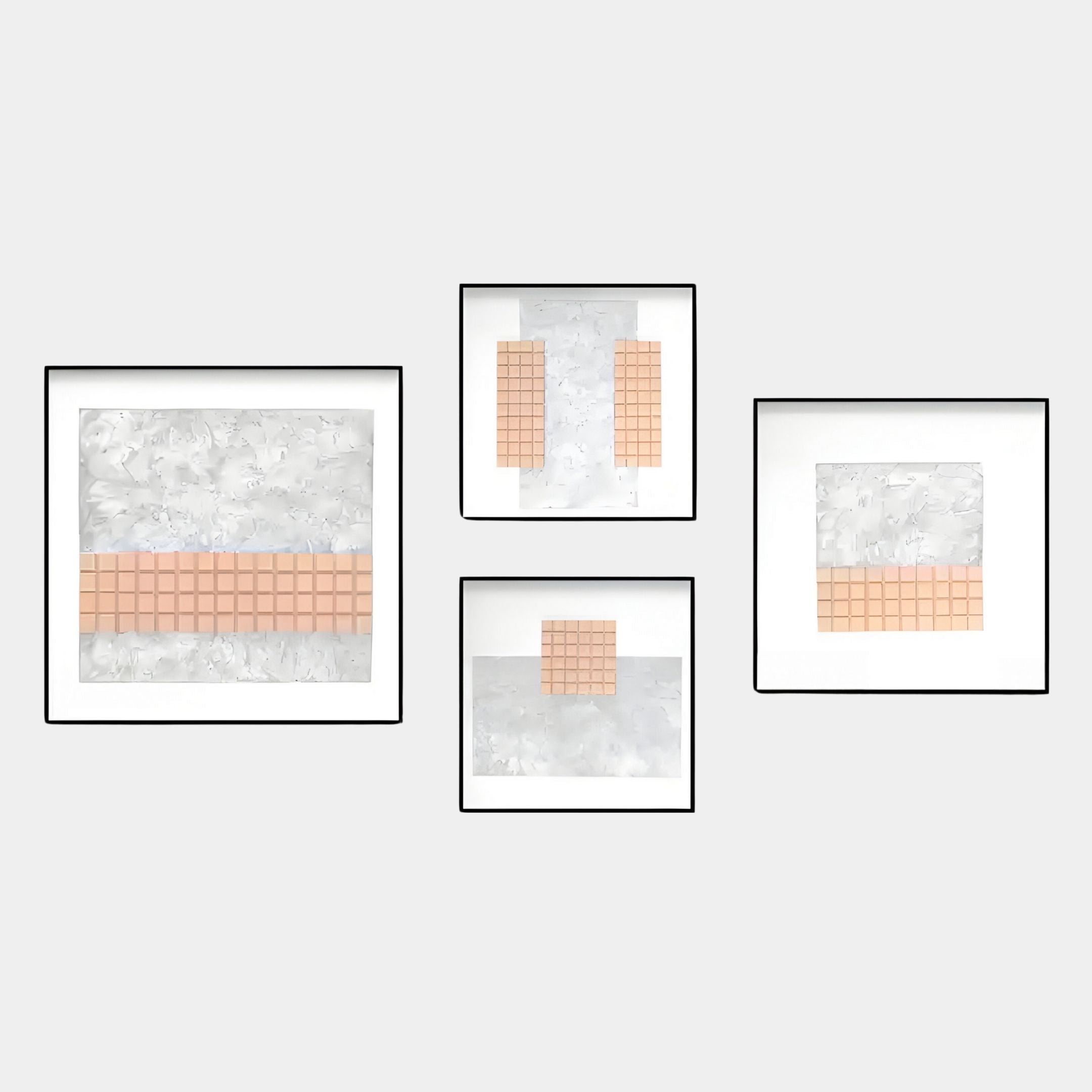 Terracube 4-Set Hand-Painted Framed Acrylic 3D Wall Art - Fixed Sizes