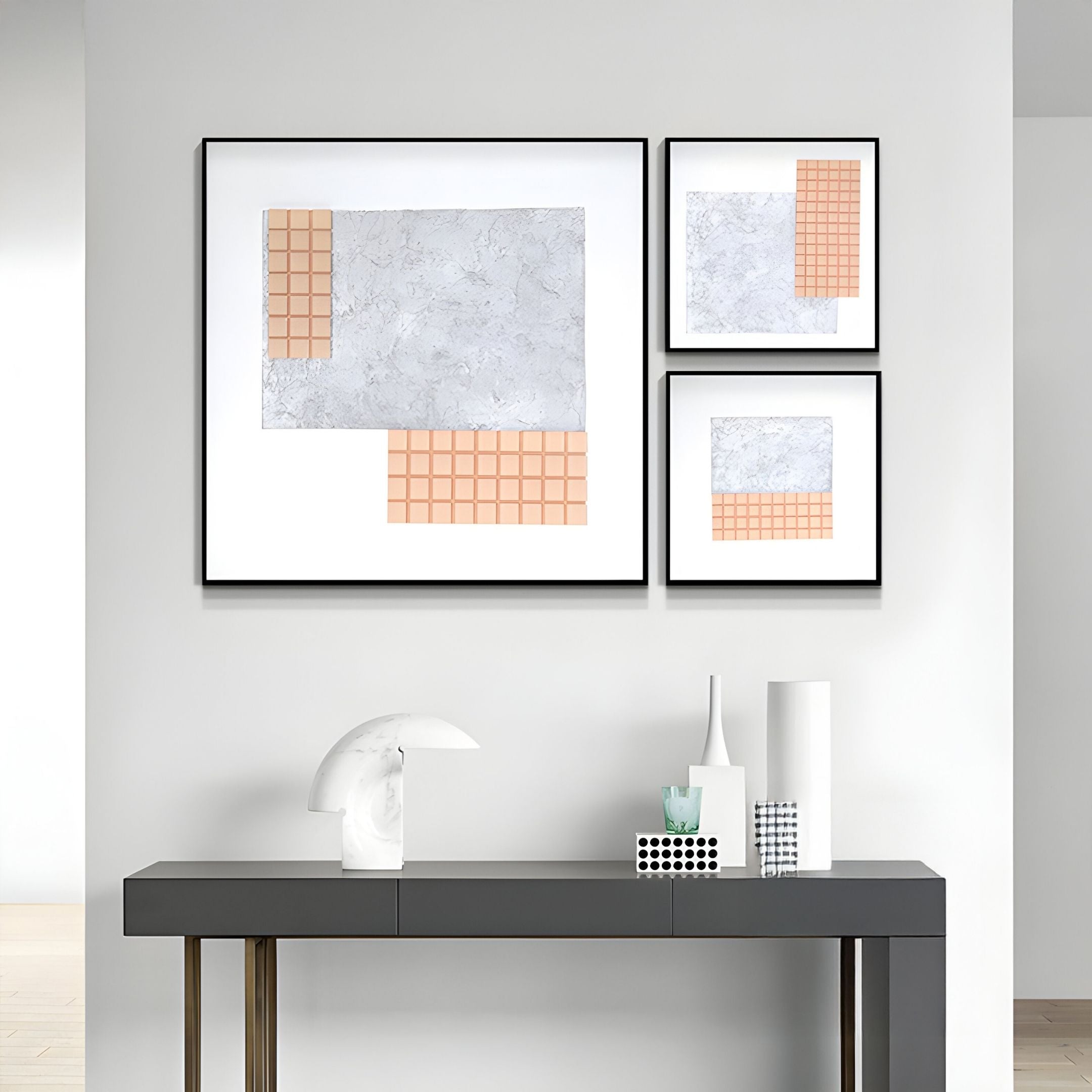 Terracube XI Hand-Painted Framed Acrylic 3D Wall Art