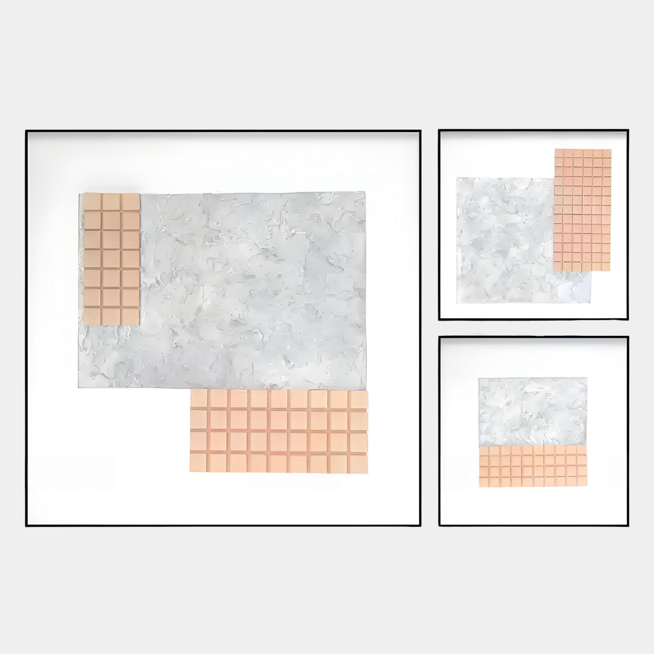 Terracube 3-Set Hand-Painted Framed Acrylic 3D Wall Art - Fixed Sizes