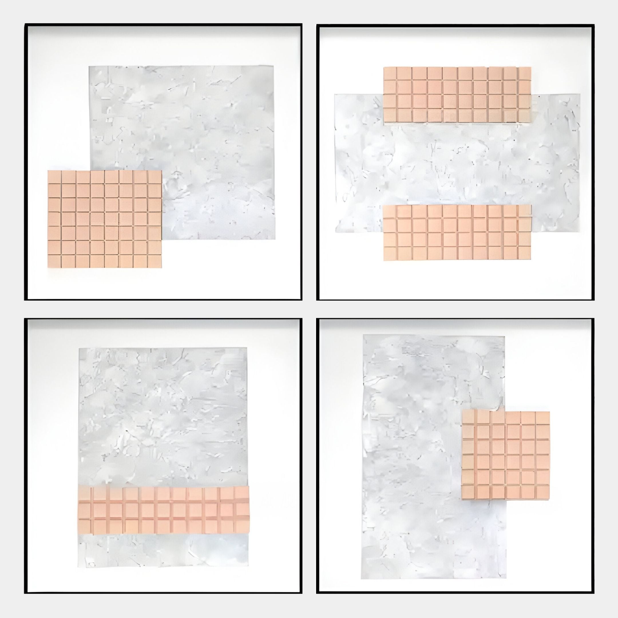 Terracube 4-Set Hand-Painted Framed Acrylic 3D Wall Art