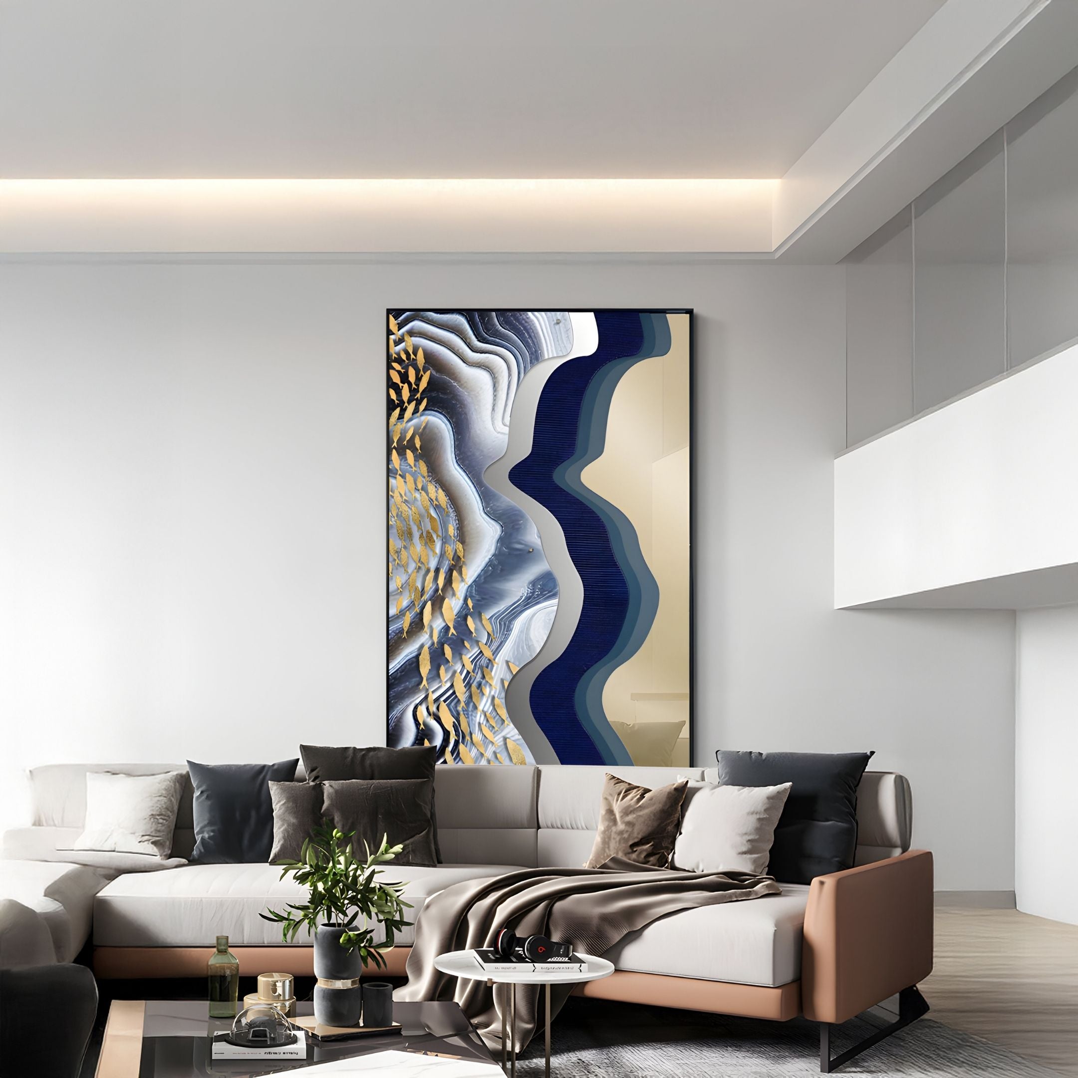 Veridra Golden Shoal Acrylic & Metal 3D Wall Art