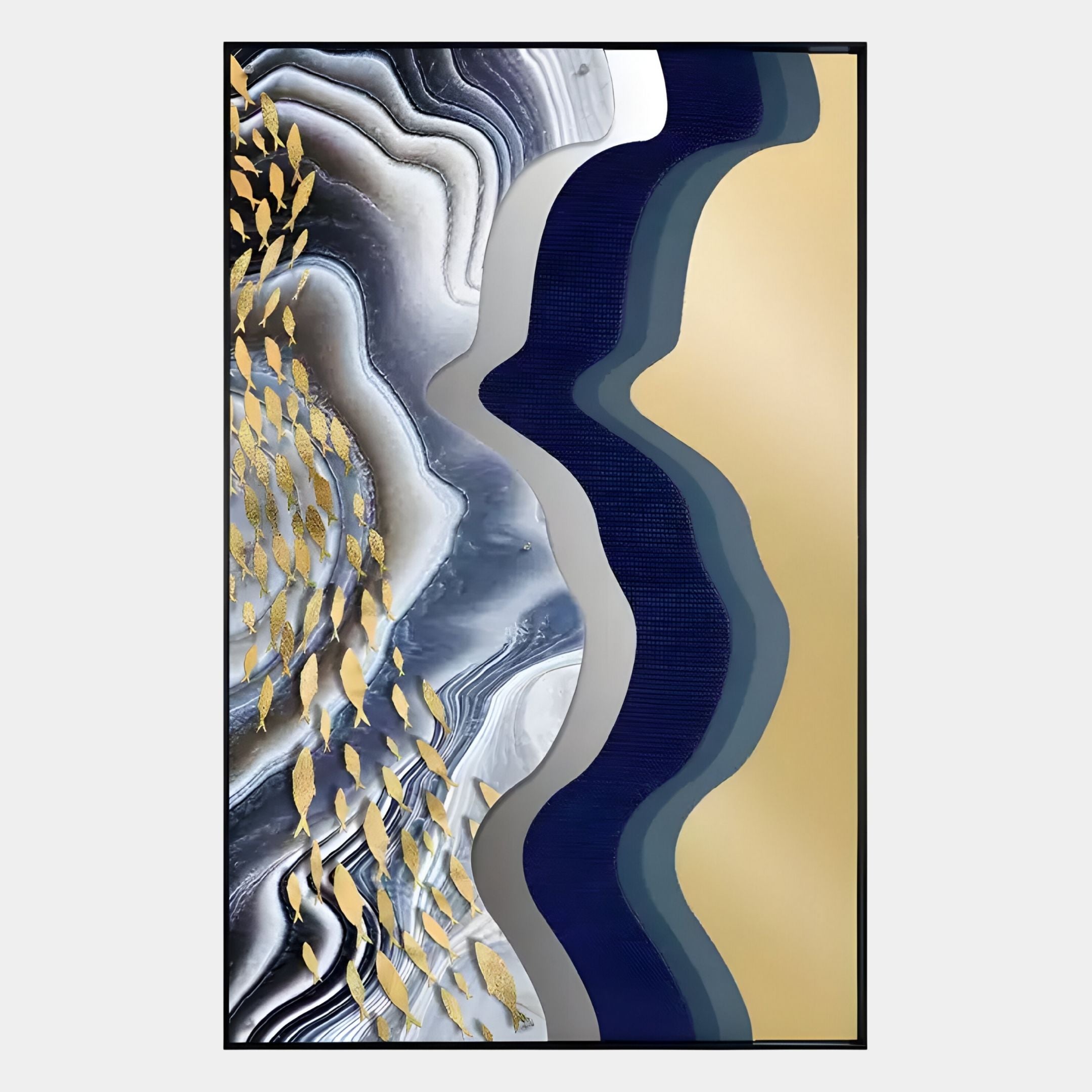 Veridra Golden Shoal Acrylic & Metal 3D Wall Art