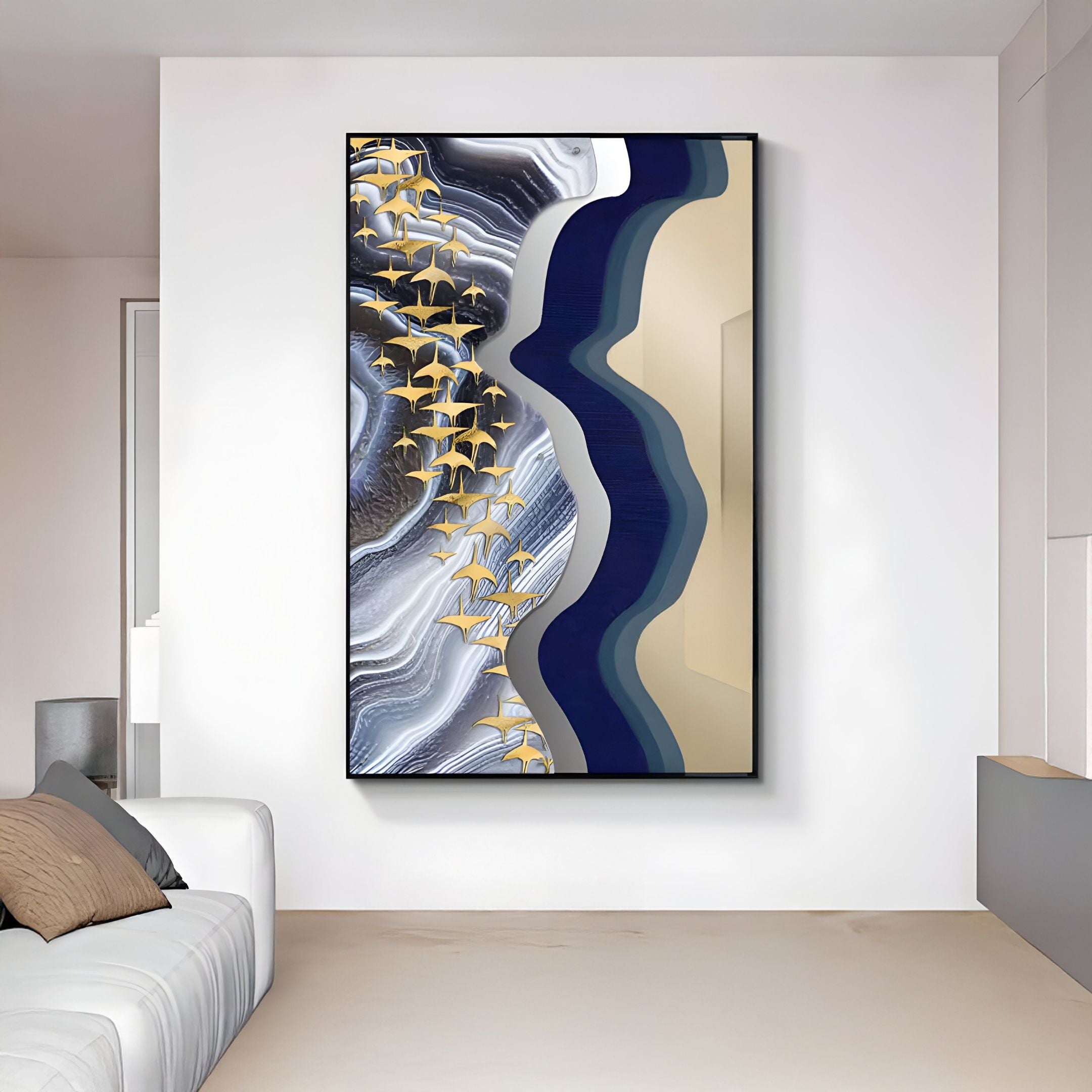 Veridra Golden Flight Acrylic & Metal 3D Wall Art
