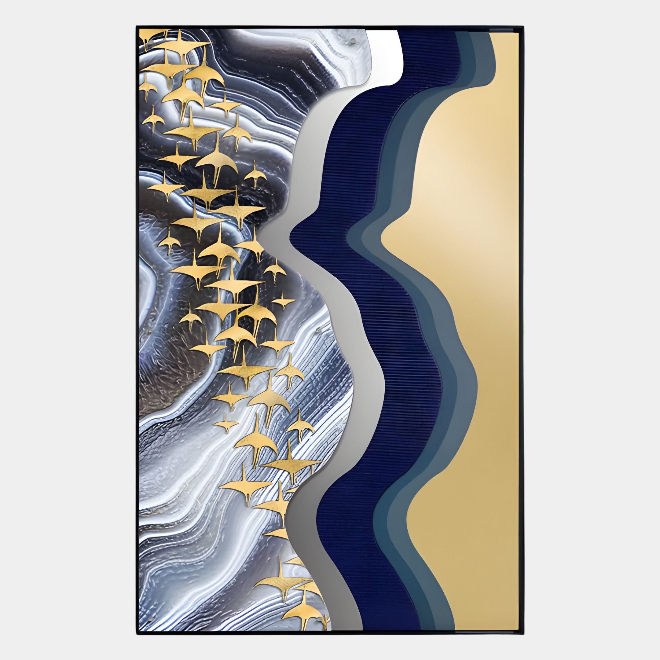 Veridra Golden Flight Acrylic & Metal 3D Wall Art