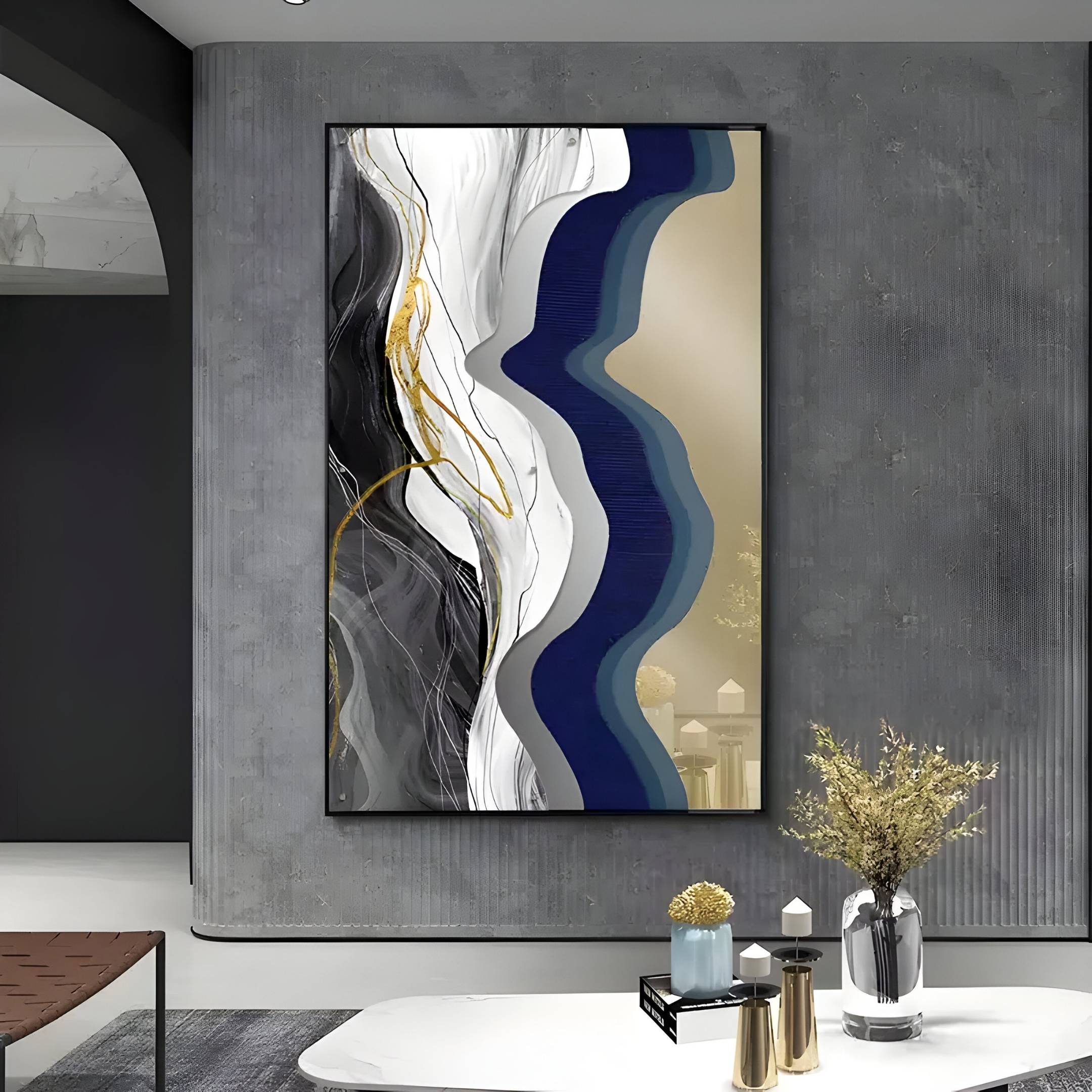 Veridra Black & Gold Flow Acrylic 3D Wall Art