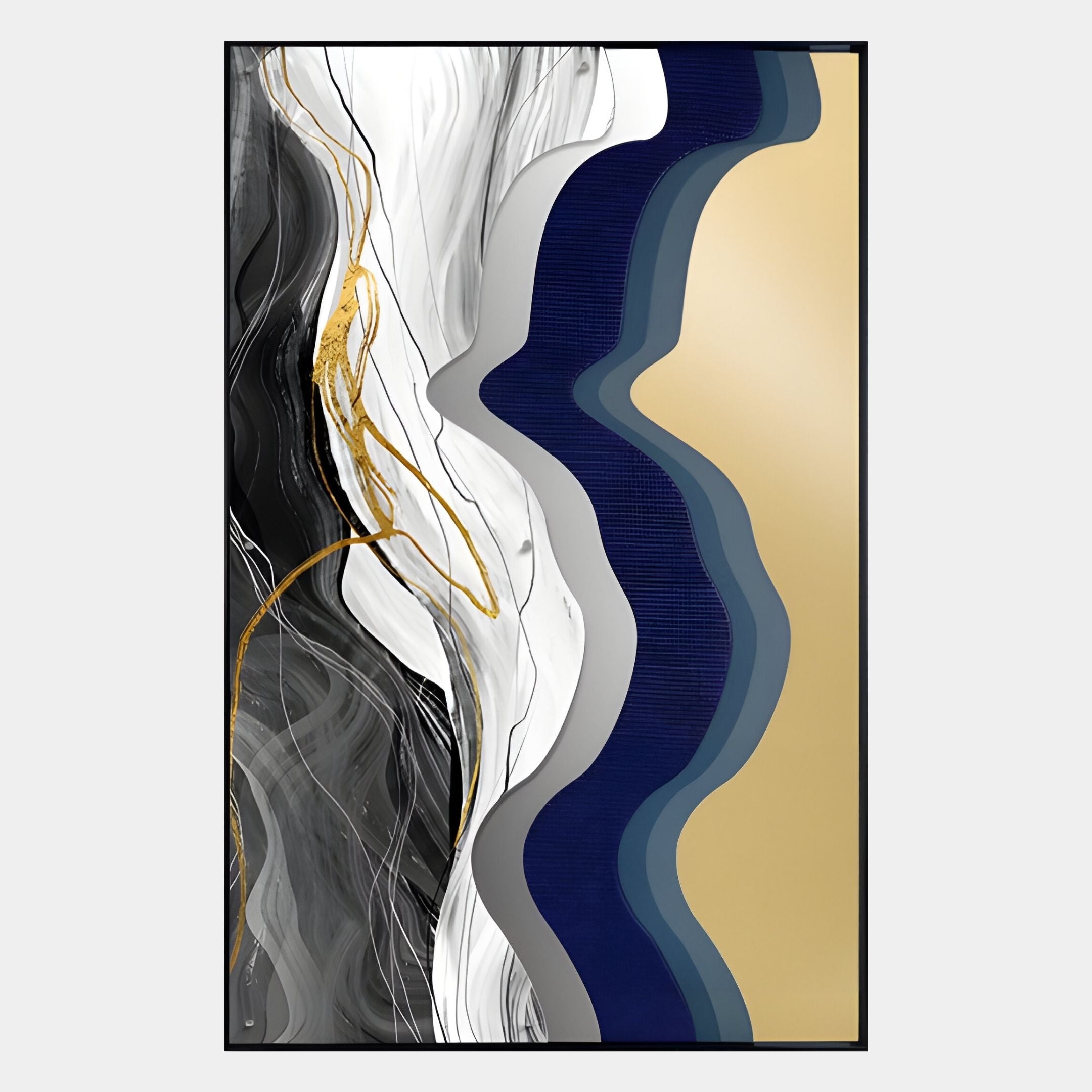 Veridra Black & Gold Flow Acrylic 3D Wall Art