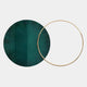 Auricara Deep Teal Disc & Metal Ring 3D Wall Art featuring a deep teal acrylic disc with tonal striations overlapping a slim gold iron ring, shown on a light background.