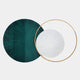 Auricara Deep Teal White Disc & Metal Ring 3D Wall Art