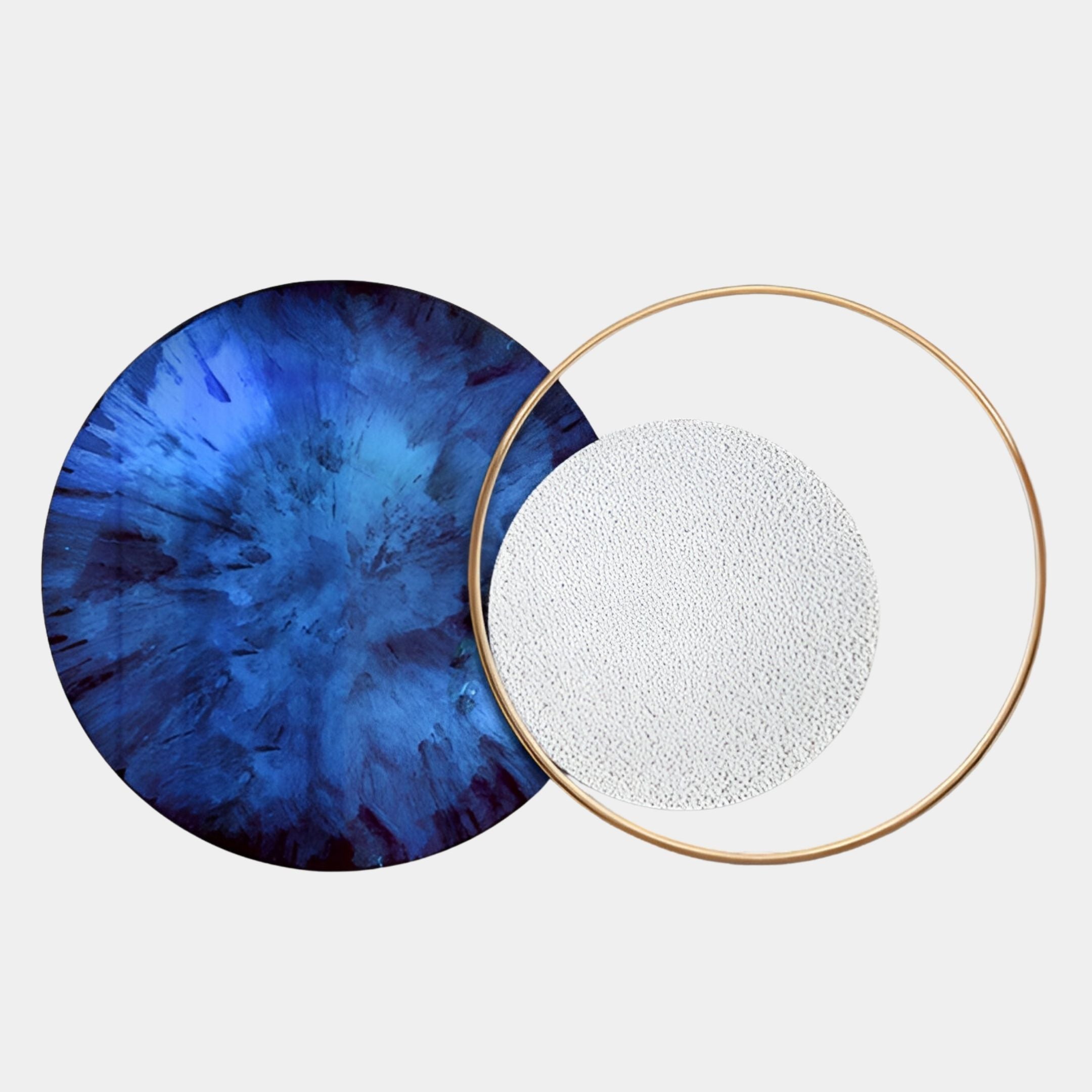 Auricara Cobalt Blue White Disc & Metal Ring 3D Wall Art