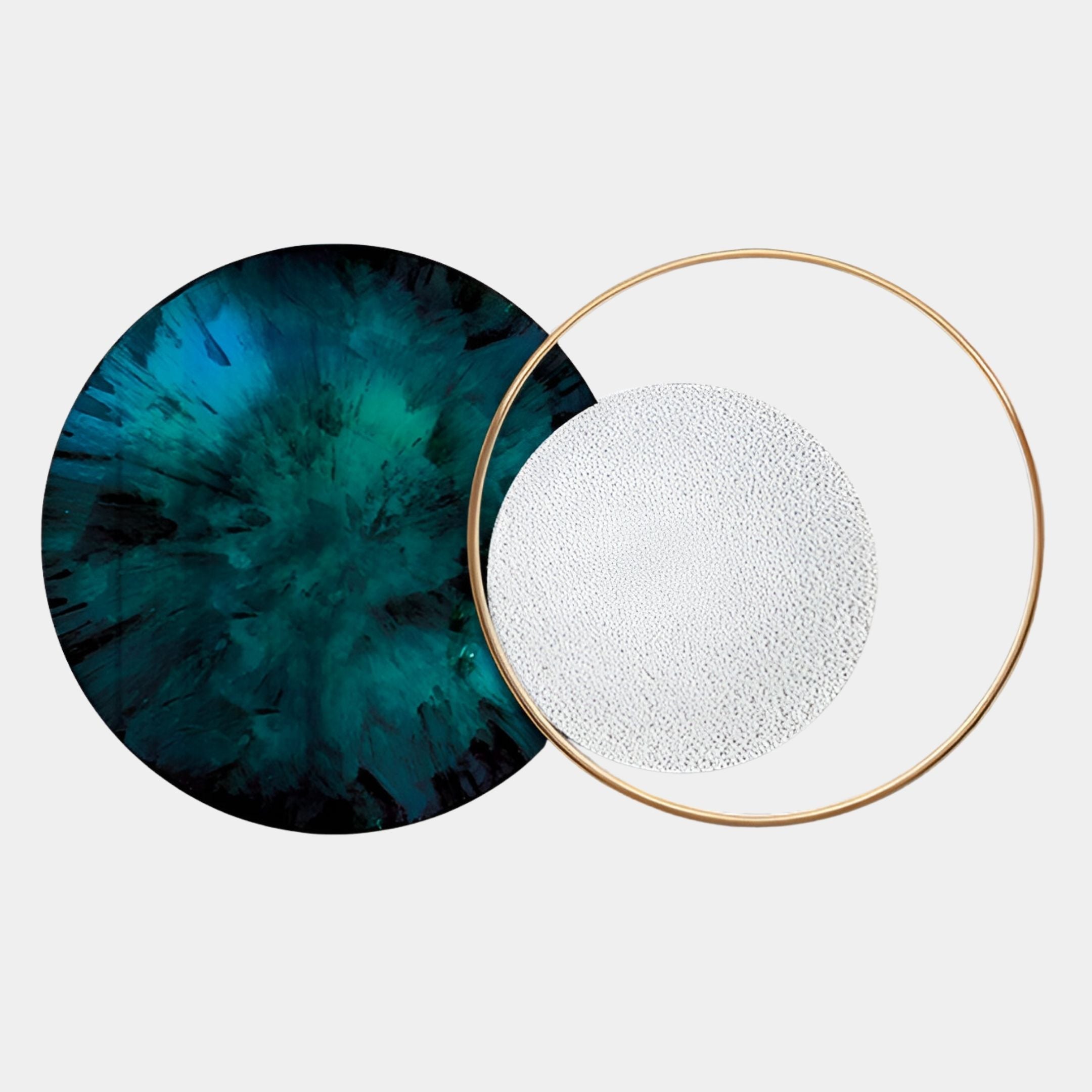 Auricara Emerald White Disc & Metal Ring 3D Wall Art