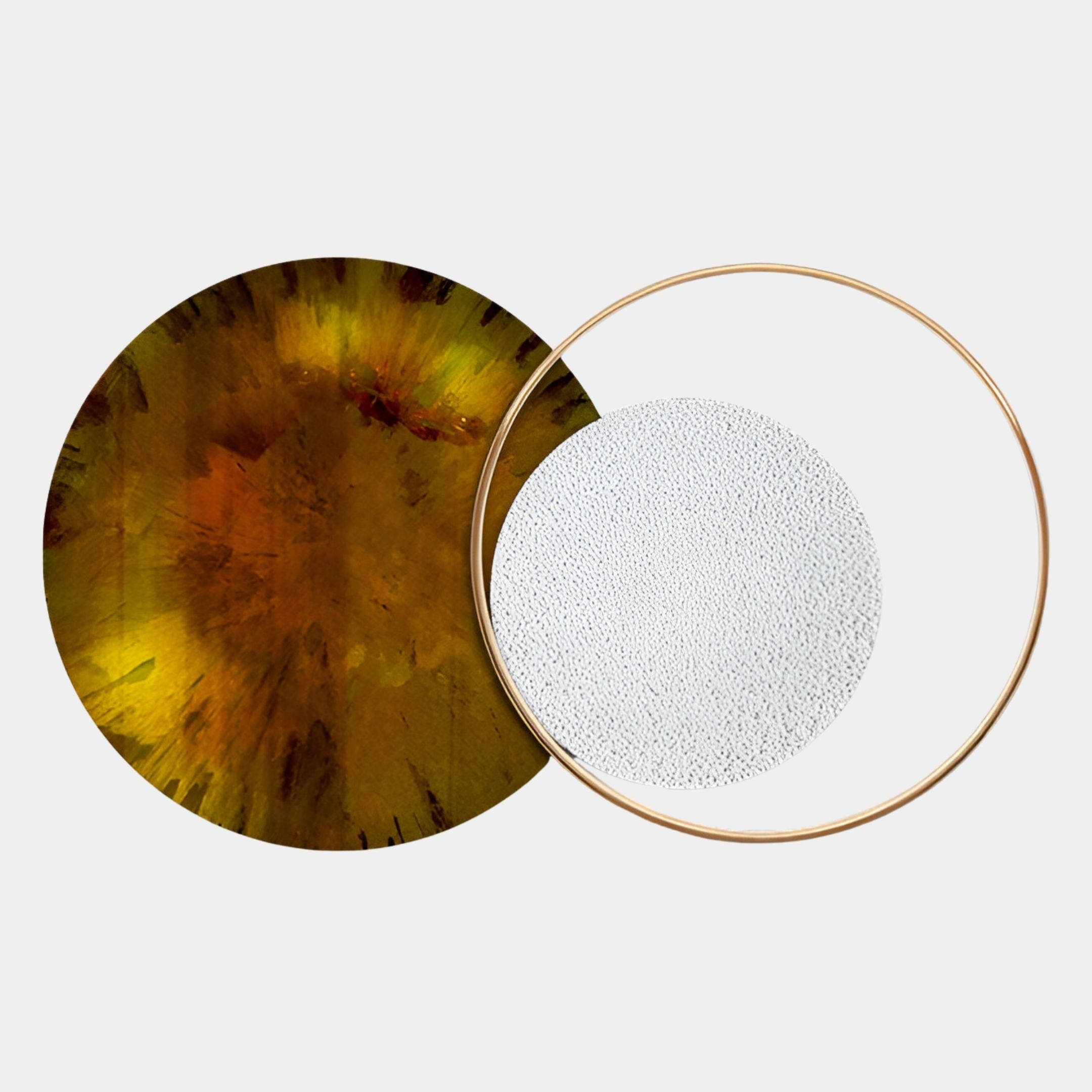 Auricara Amber White Disc & Metal Ring 3D Wall Art