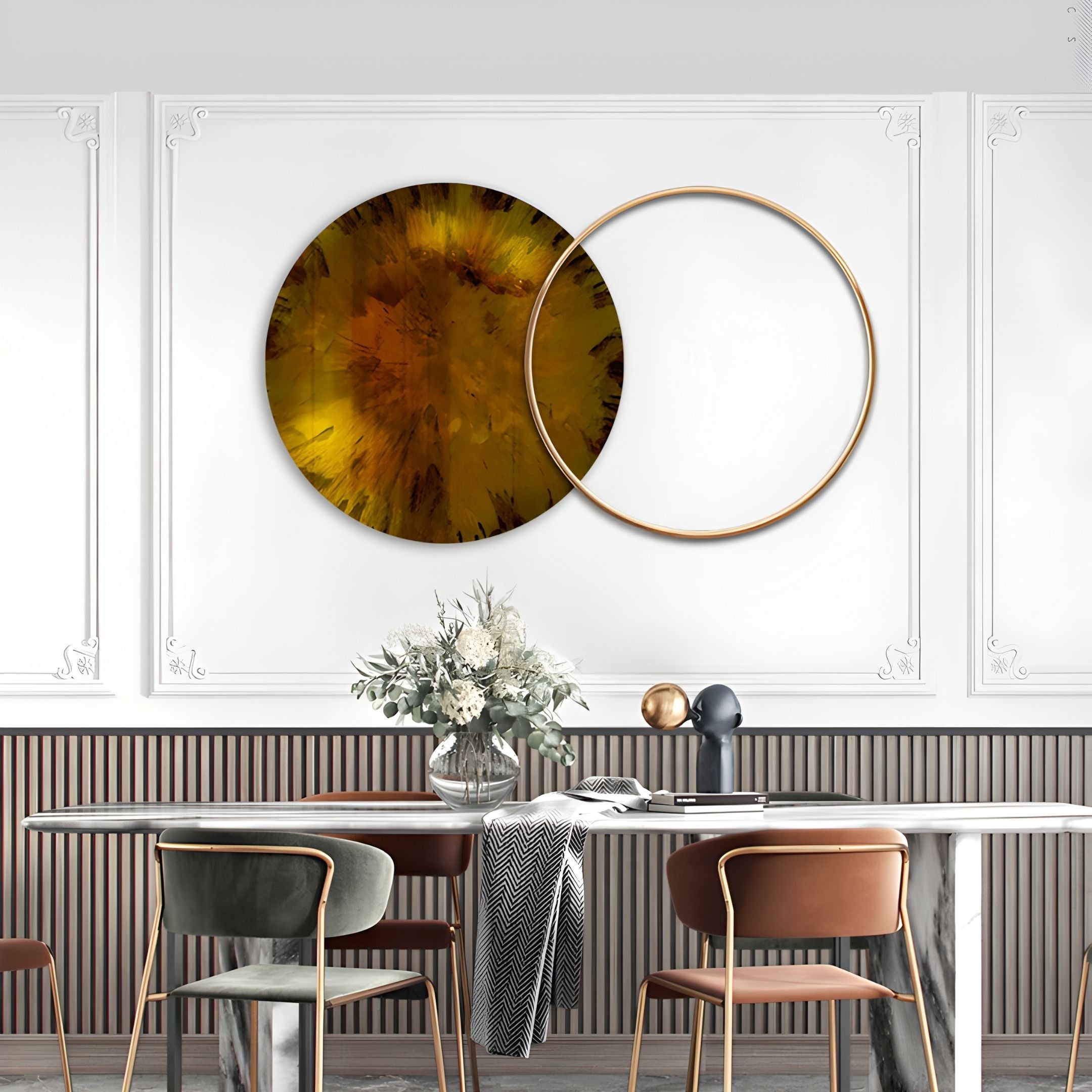 Auricara Amber Disc & Metal Ring 3D Wall Art