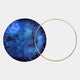 Auricara Cobalt Blue Disc & Metal Ring 3D Wall Art featuring a cobalt acrylic disc with crystalline texture alongside a polished gold iron ring, shown on a light grey background.