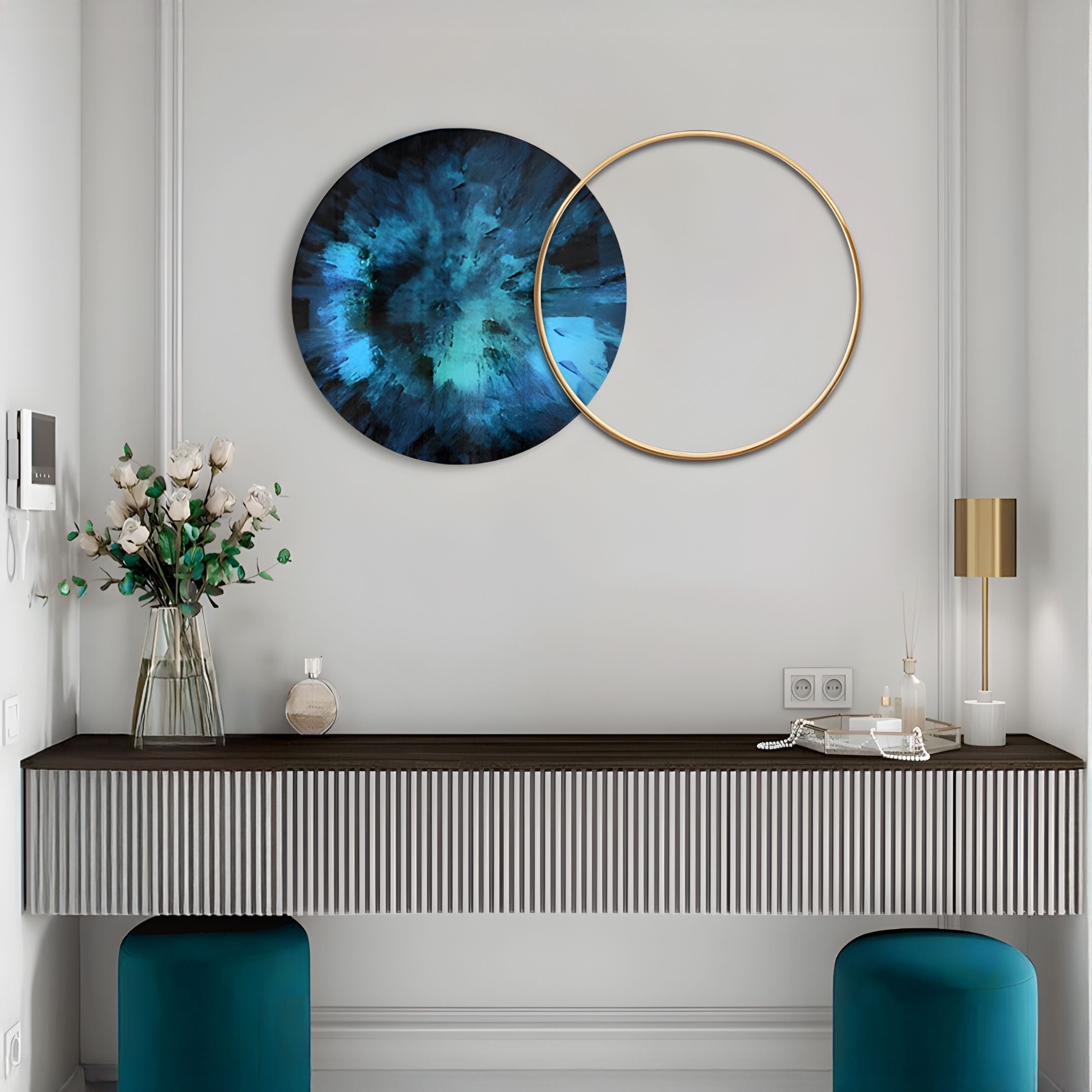 Auricara Sapphire Disc & Metal Ring 3D Wall Art