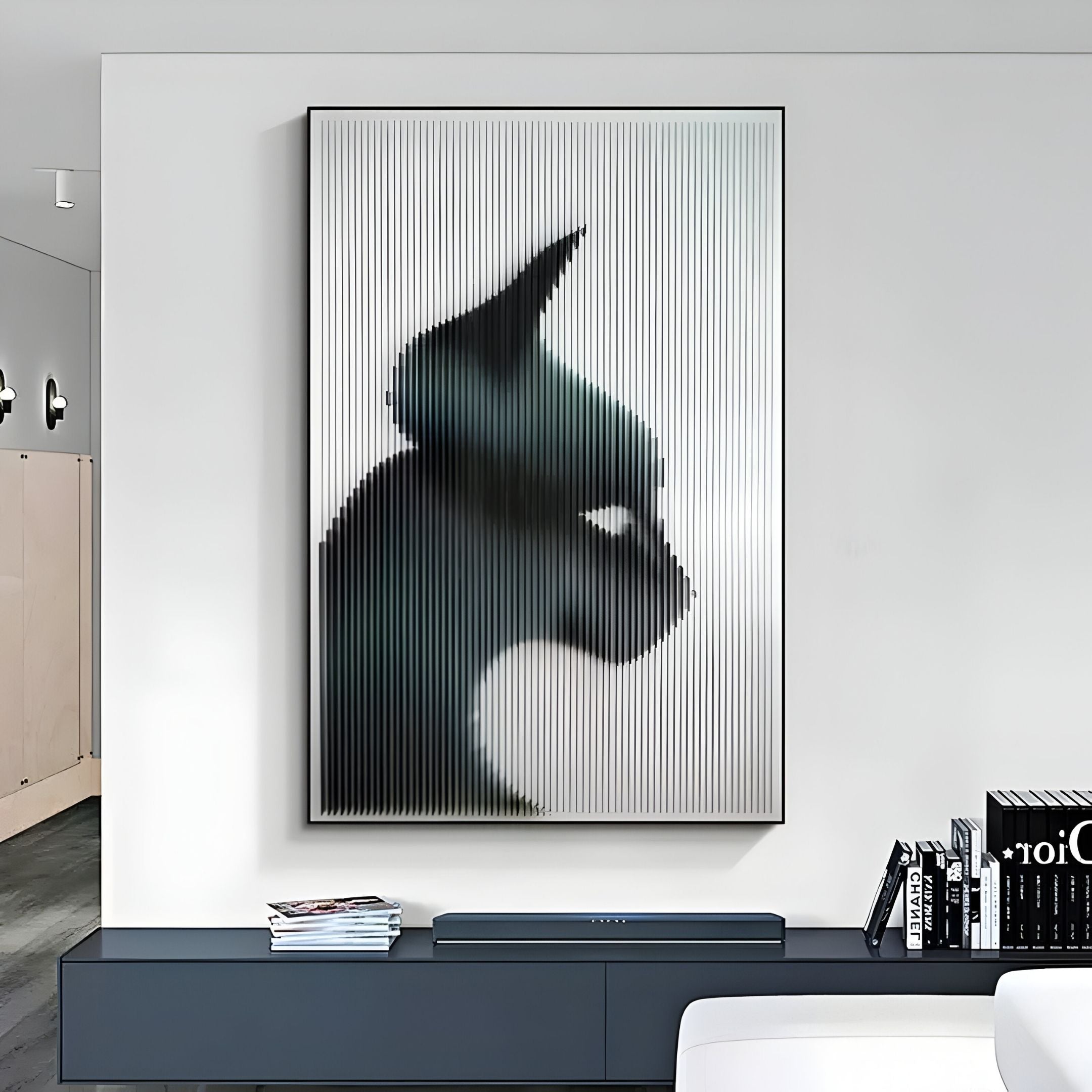 Panthra Shadow Black Acrylic Stripe 3D Wall Art