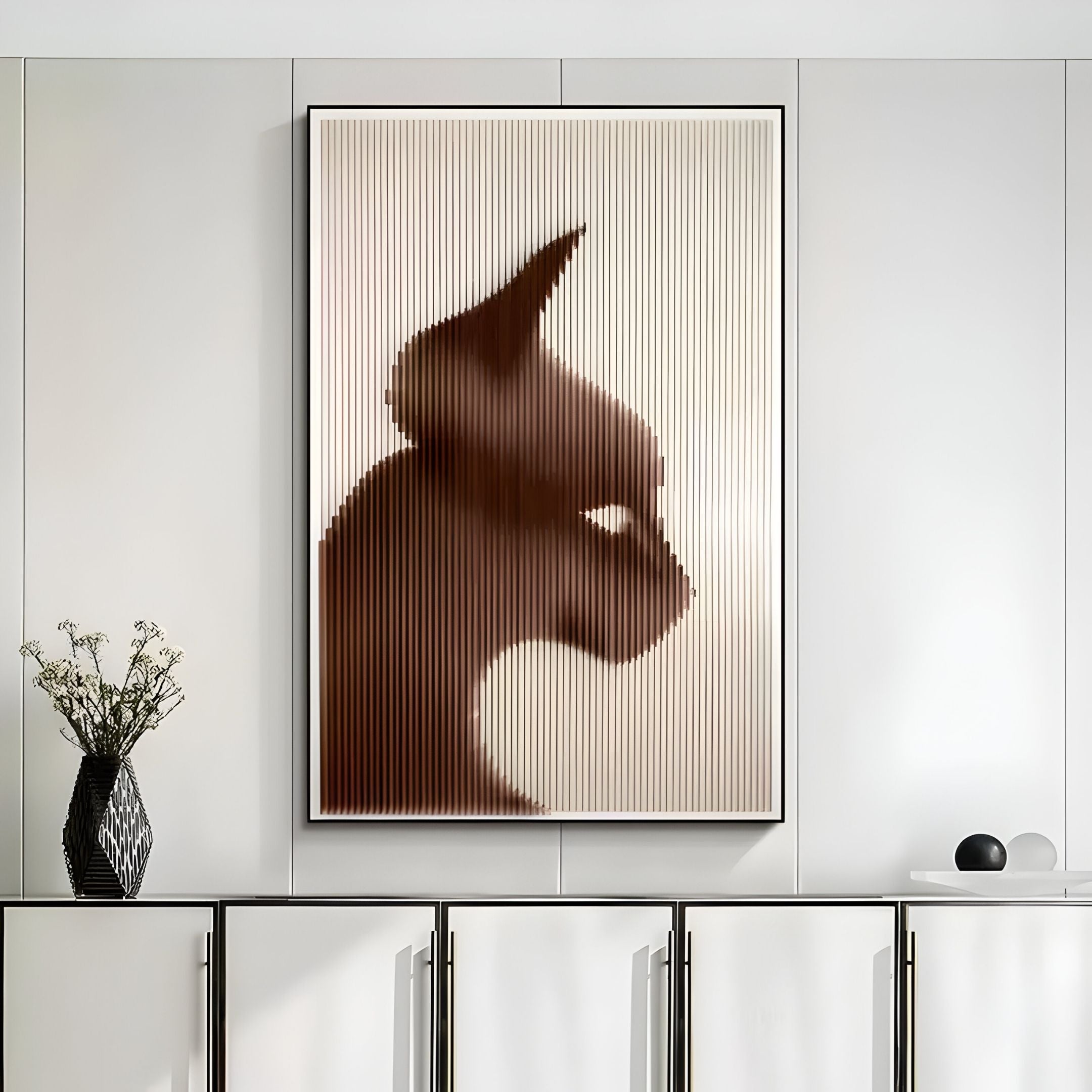 Panthra Cocoa Brown Acrylic Stripe 3D Wall Art