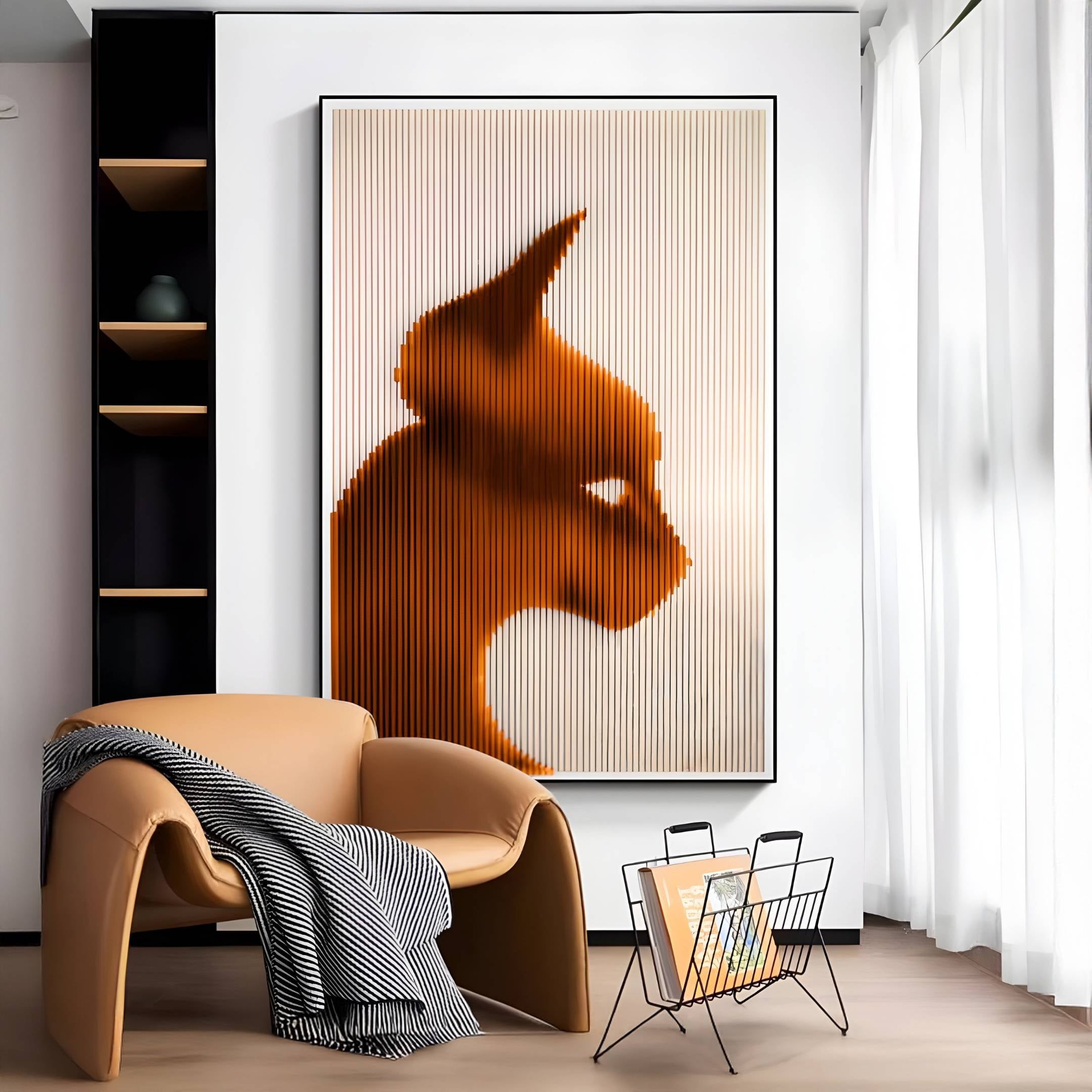Panthra Ember Orange Acrylic Stripe 3D Wall Art