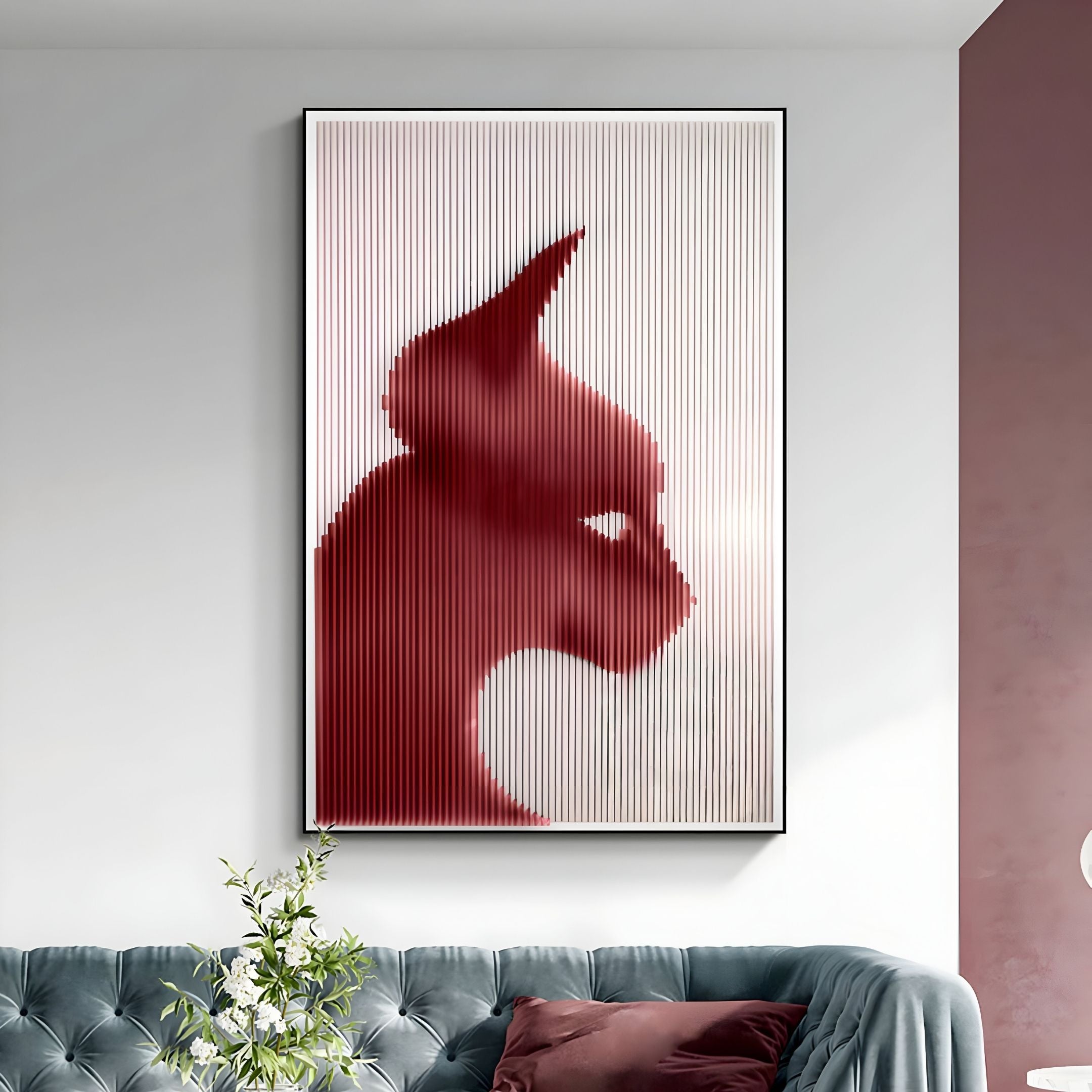 Panthra Crimson Red Acrylic Stripe 3D Wall Art