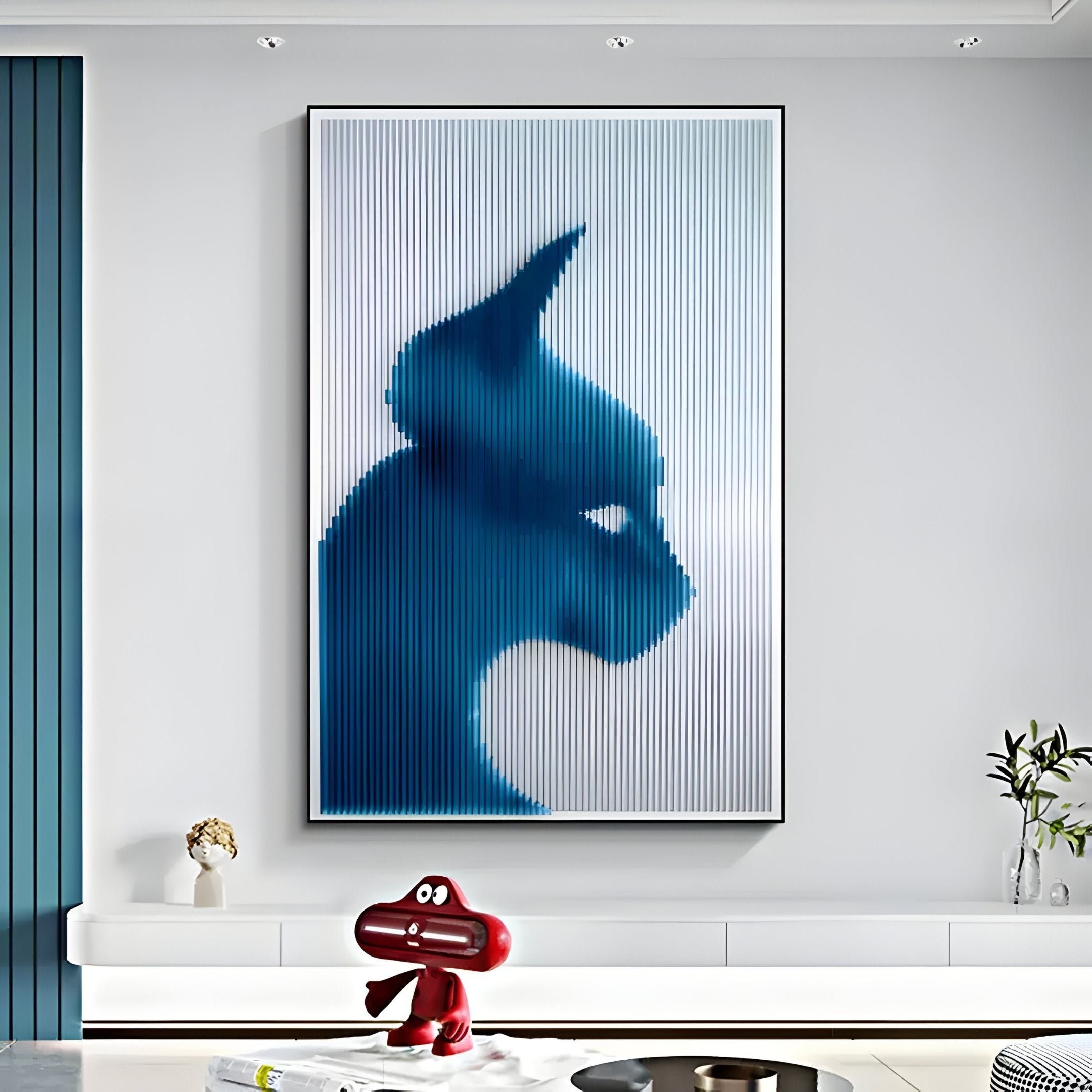 Panthra Cobalt Blue Acrylic Stripe 3D Wall Art
